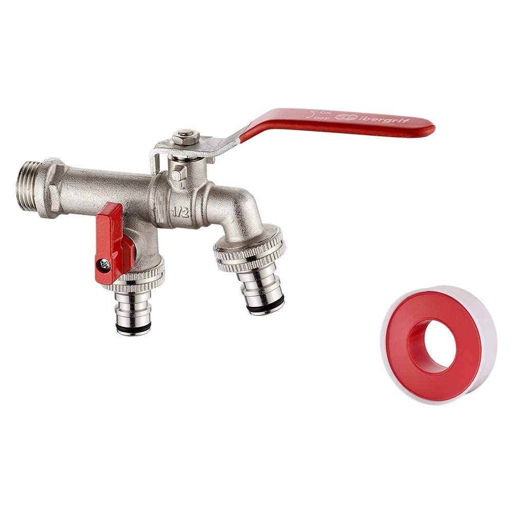 Ibergrif M22203 Rubinetto Esterno Doppio con Connettore