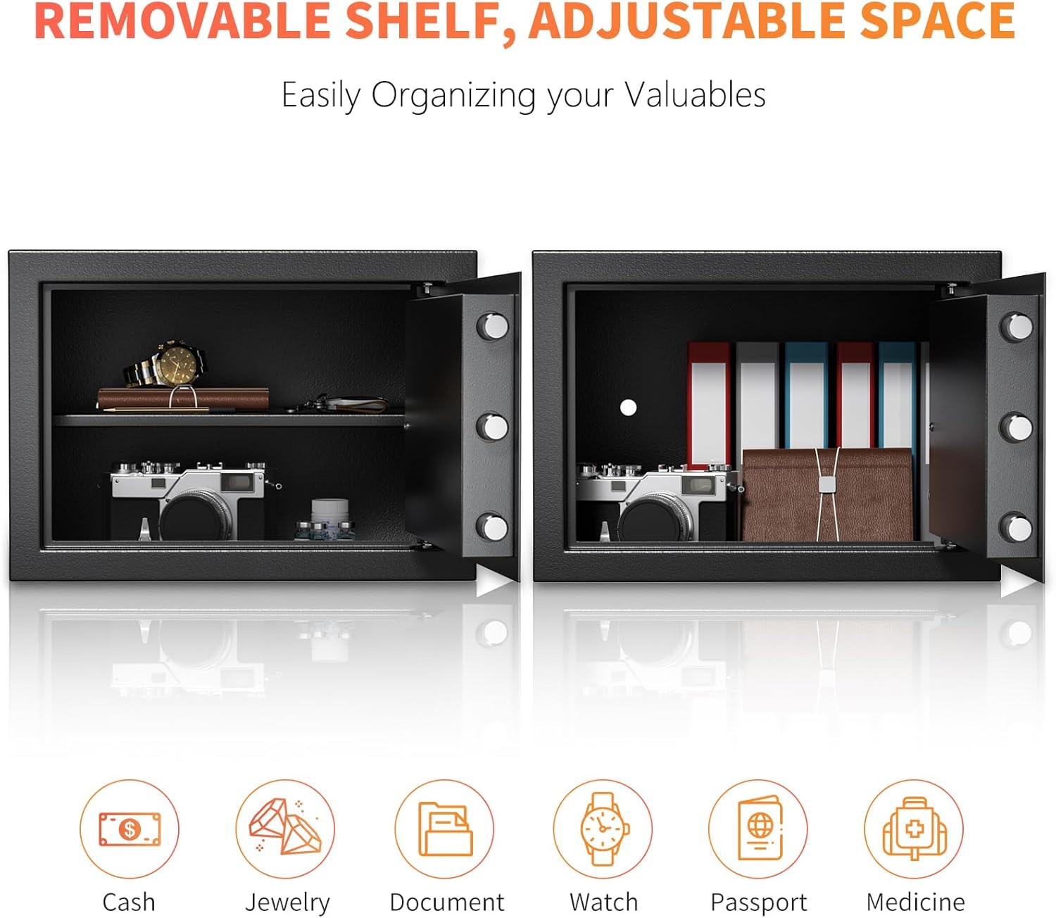 Wasjoye Cassaforte a Muro con Chiave 19L - immagine 3