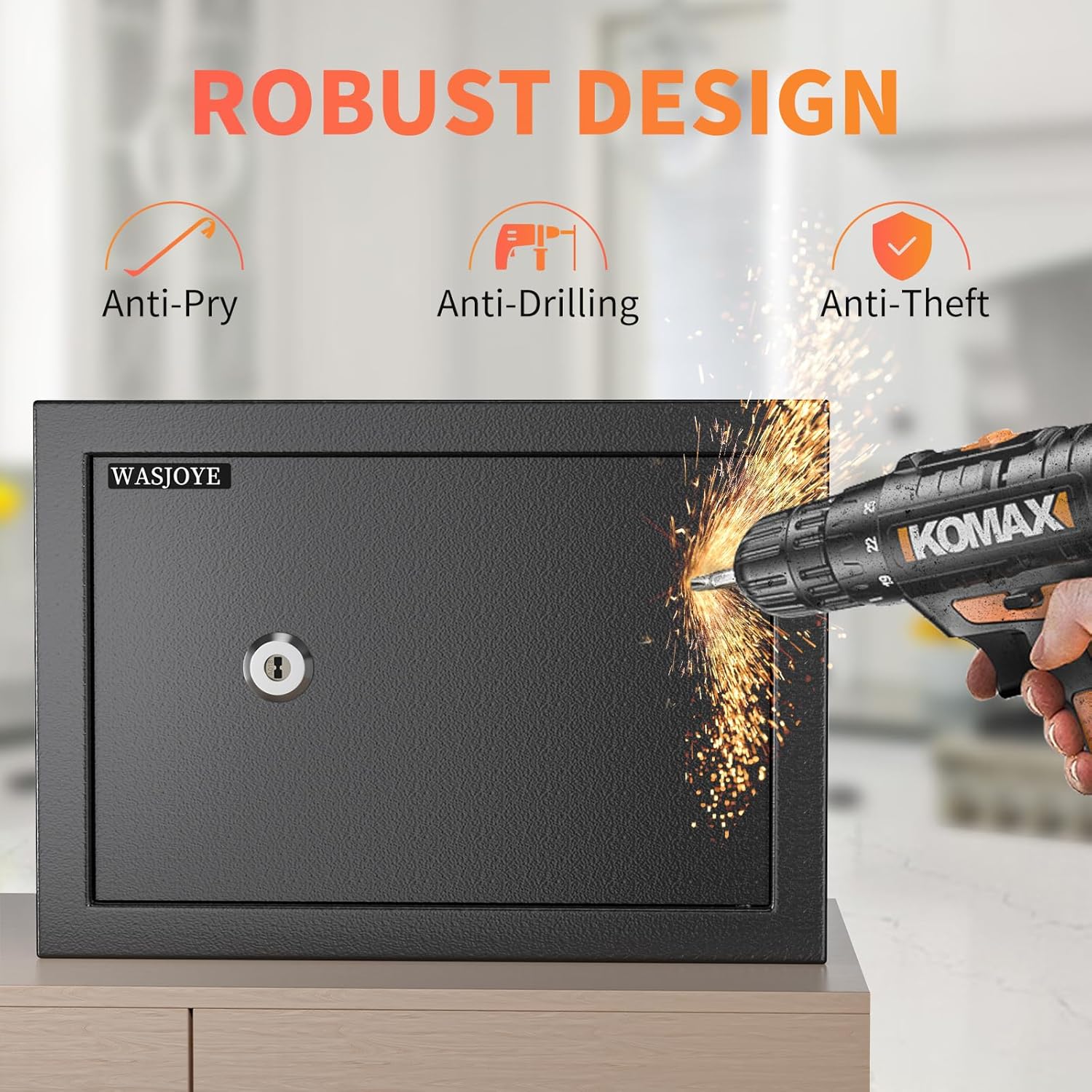 Wasjoye Cassaforte a Muro con Chiave 19L - immagine 5