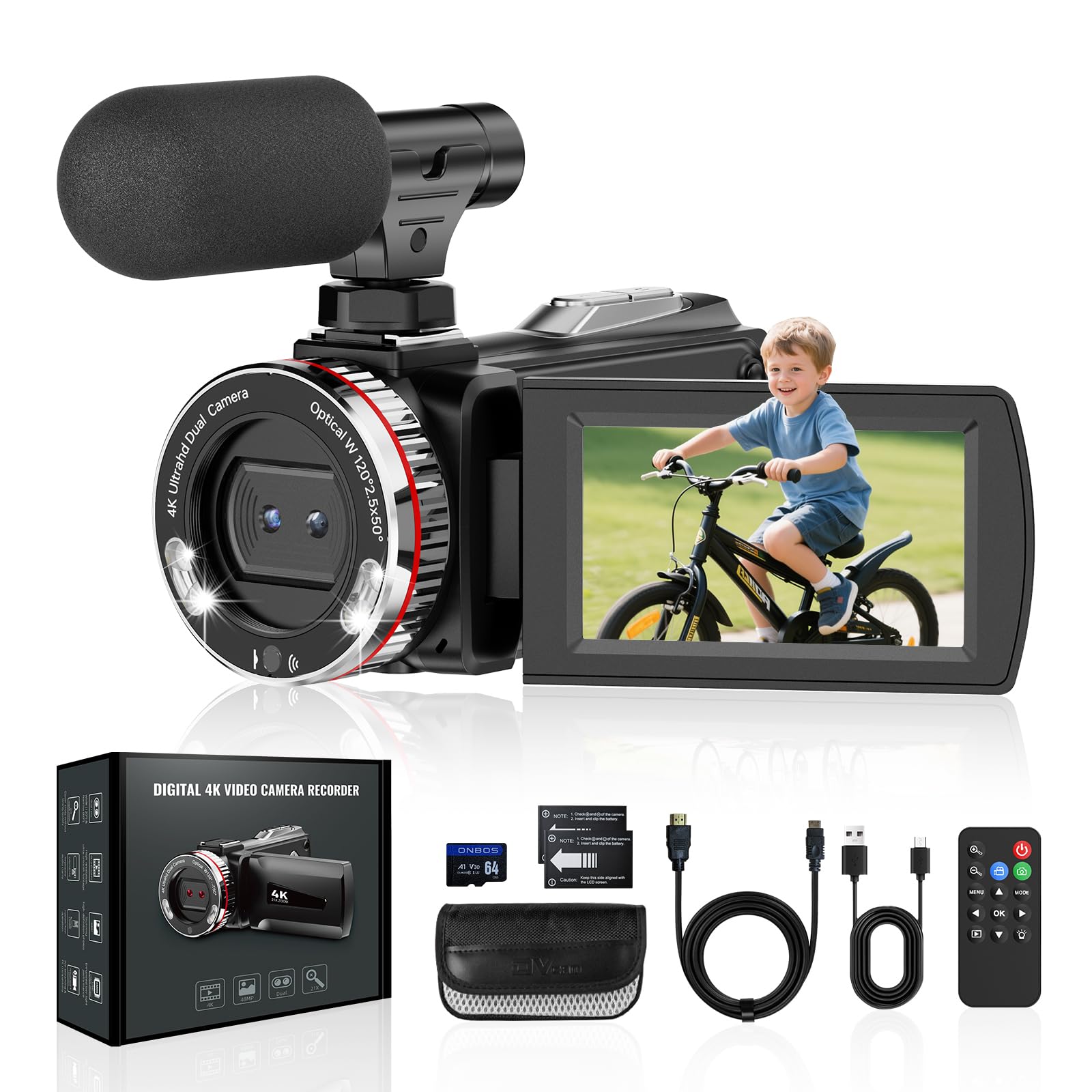 Videocamera UHD 4K 48MP 60FPS con Zoom 21X