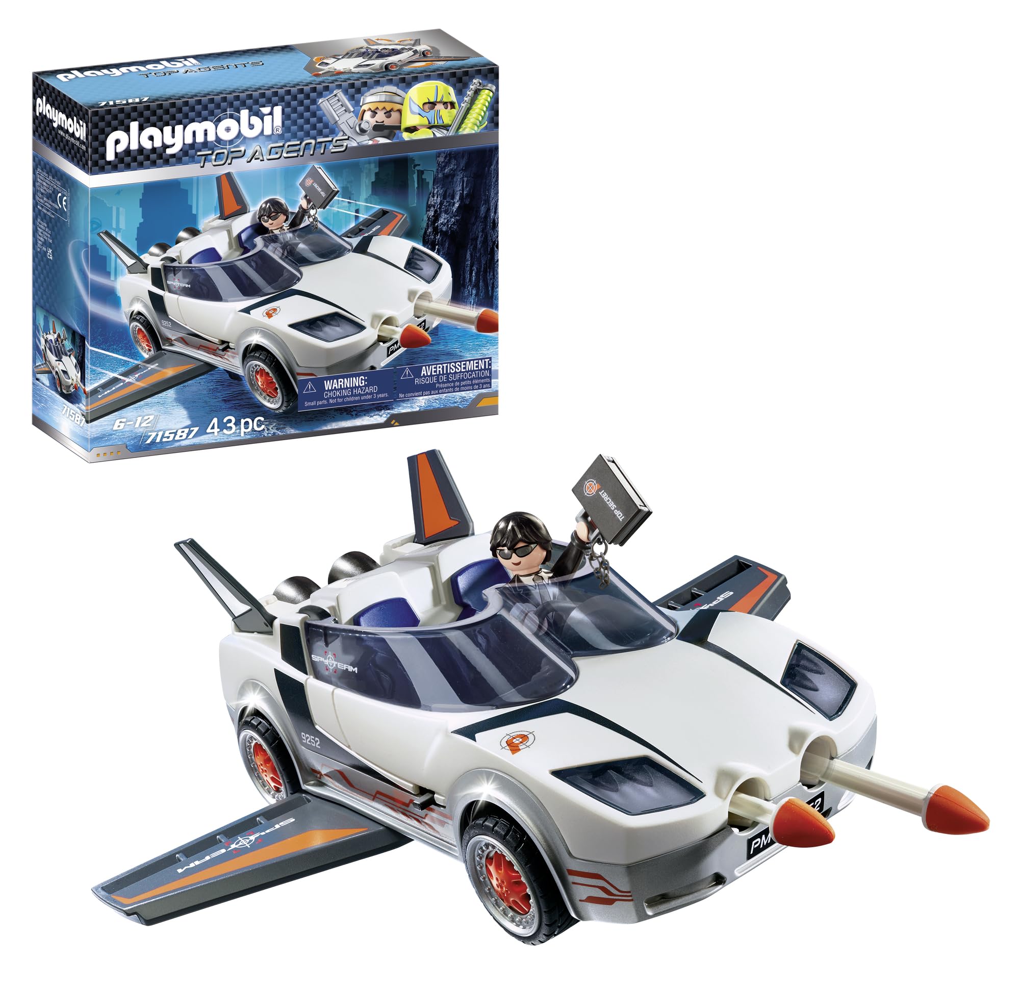PLAYMOBIL Top Agents, Agente Segreto e Racer 71587, dai 4 anni in su