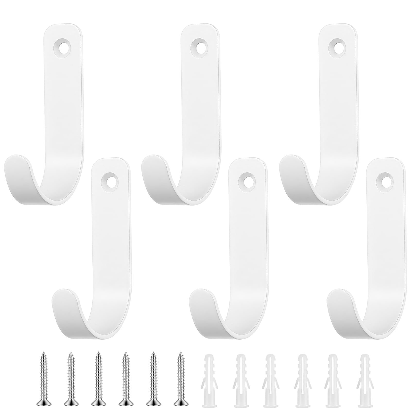 6 Pz Ganci Appendiabiti da Muro, Gancio Appendiabiti da Parete in Metallo, Ganci Muro Singolo bianco per Abiti Cappelli Borse Chiavi in Camera da Letto Bagno Cucina Soggiorno Corridoio (Stile Lungo)