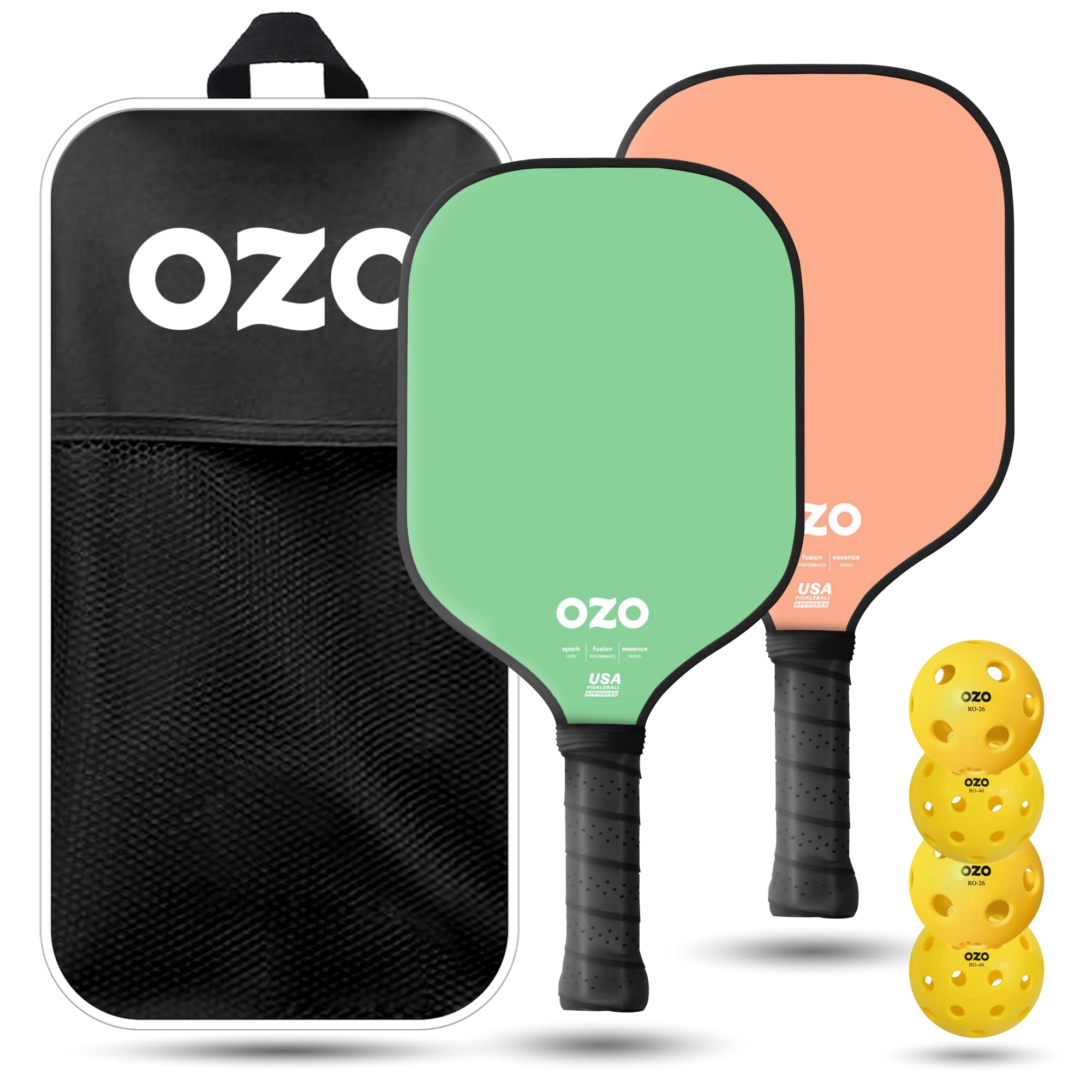 OZO Set of 2 Paddles + 4 Balls, Paddle Unisex Adulto