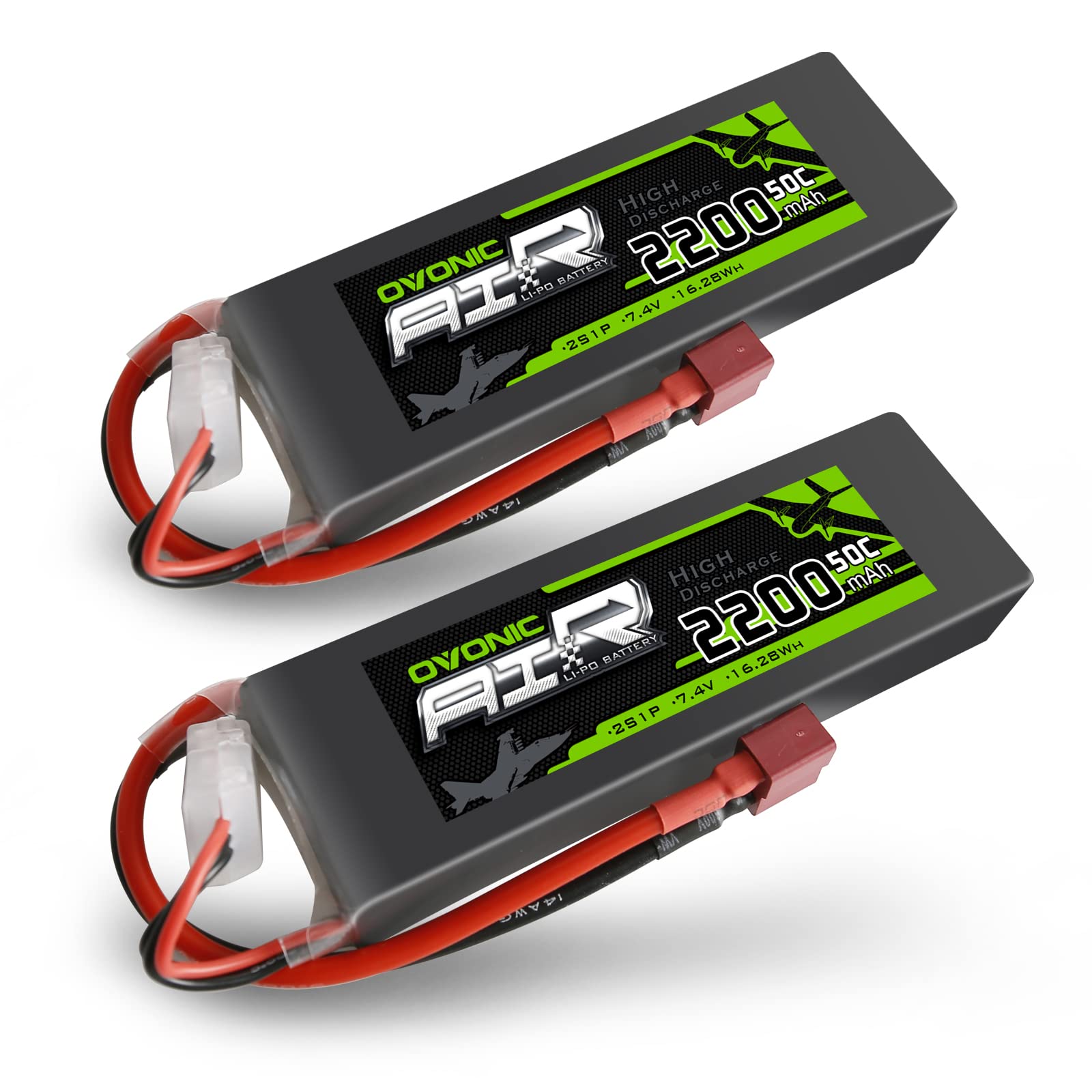 Ovonic 2 Packs Batteria LiPo 2200mAh 2S 7.4V 50C