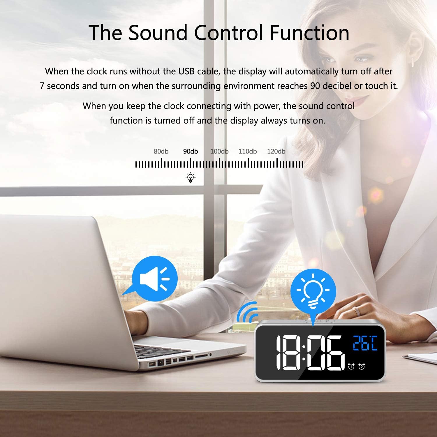 Mosuo Sveglia Digitale con Temperatura e LED, Argento - immagine 5