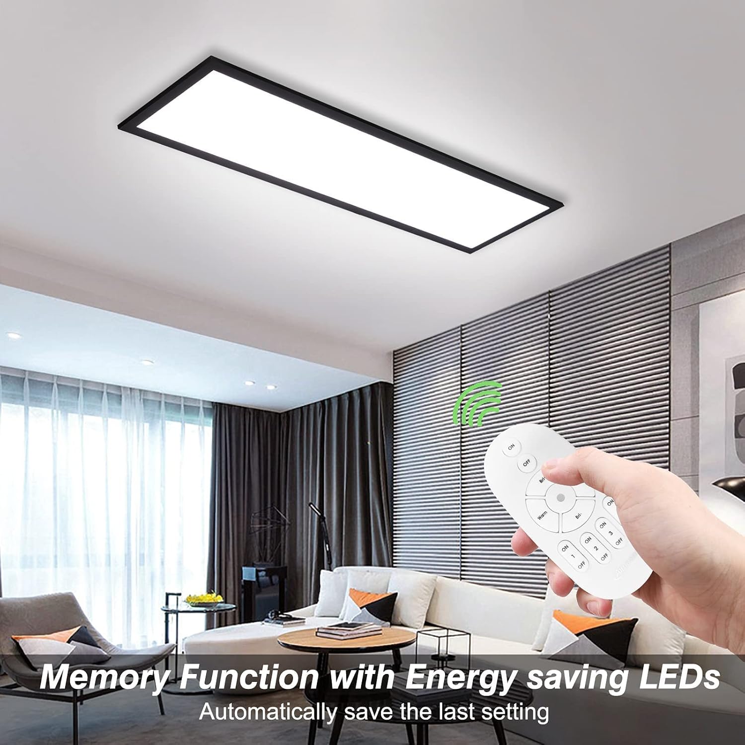 Lampada da Soffitto LED Dimmerabile 100x25cm con Telecomando, 28W Plafoniera LED con Funzione di Memoria, 2700K-6500K Bianco Caldo/Naturale/Freddo, Pannello led per Camera da Letto Soggiorno Cucina - immagine 10