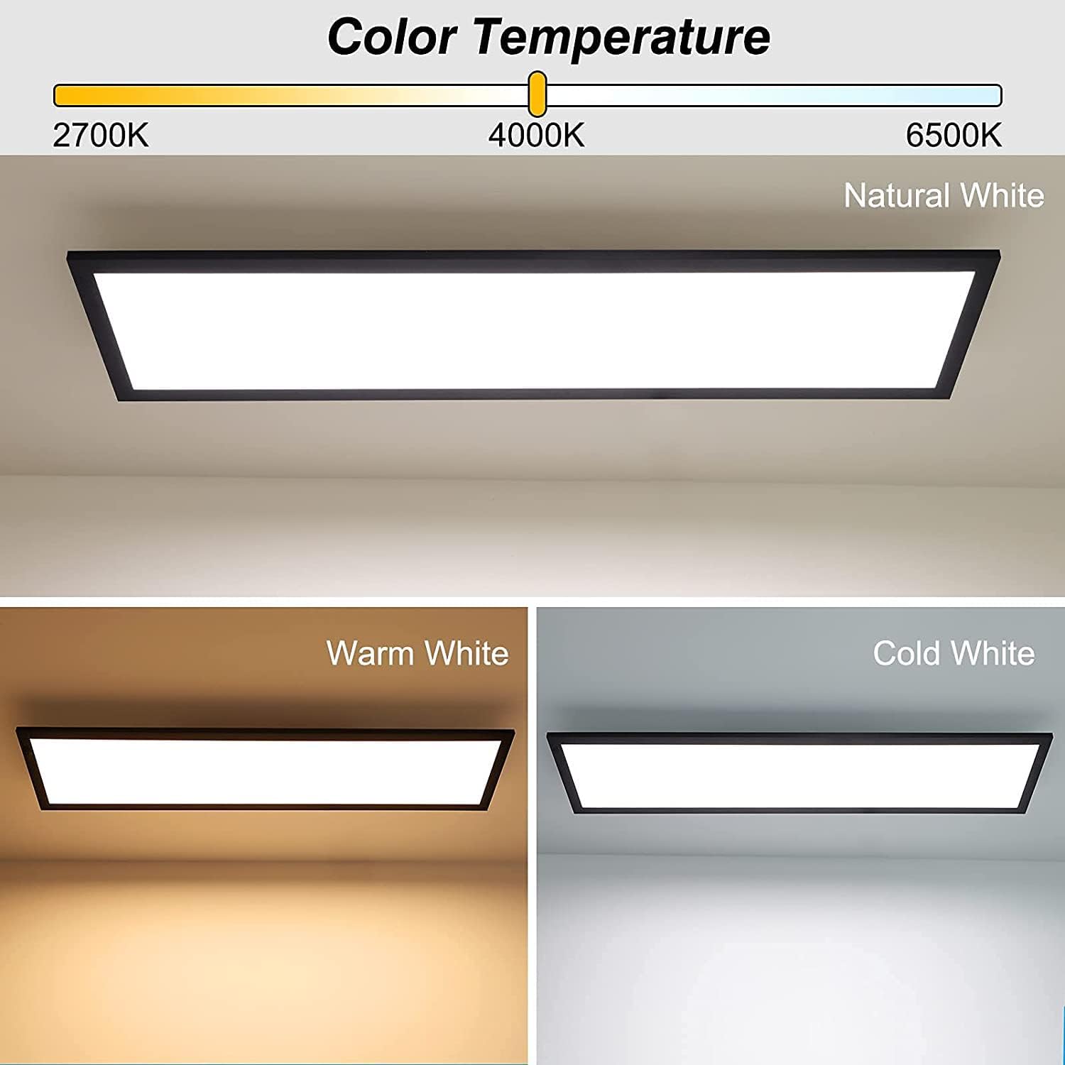 Lampada da Soffitto LED Dimmerabile 100x25cm con Telecomando, 28W Plafoniera LED con Funzione di Memoria, 2700K-6500K Bianco Caldo/Naturale/Freddo, Pannello led per Camera da Letto Soggiorno Cucina - immagine 3