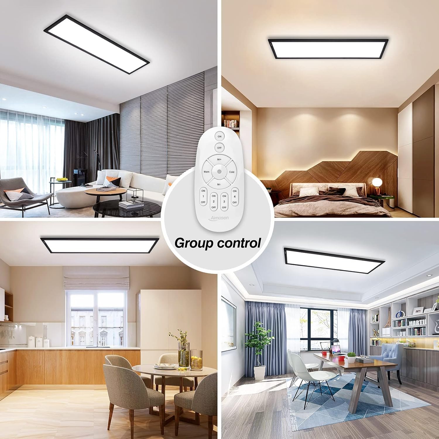 Lampada da Soffitto LED Dimmerabile 100x25cm con Telecomando, 28W Plafoniera LED con Funzione di Memoria, 2700K-6500K Bianco Caldo/Naturale/Freddo, Pannello led per Camera da Letto Soggiorno Cucina - immagine 9