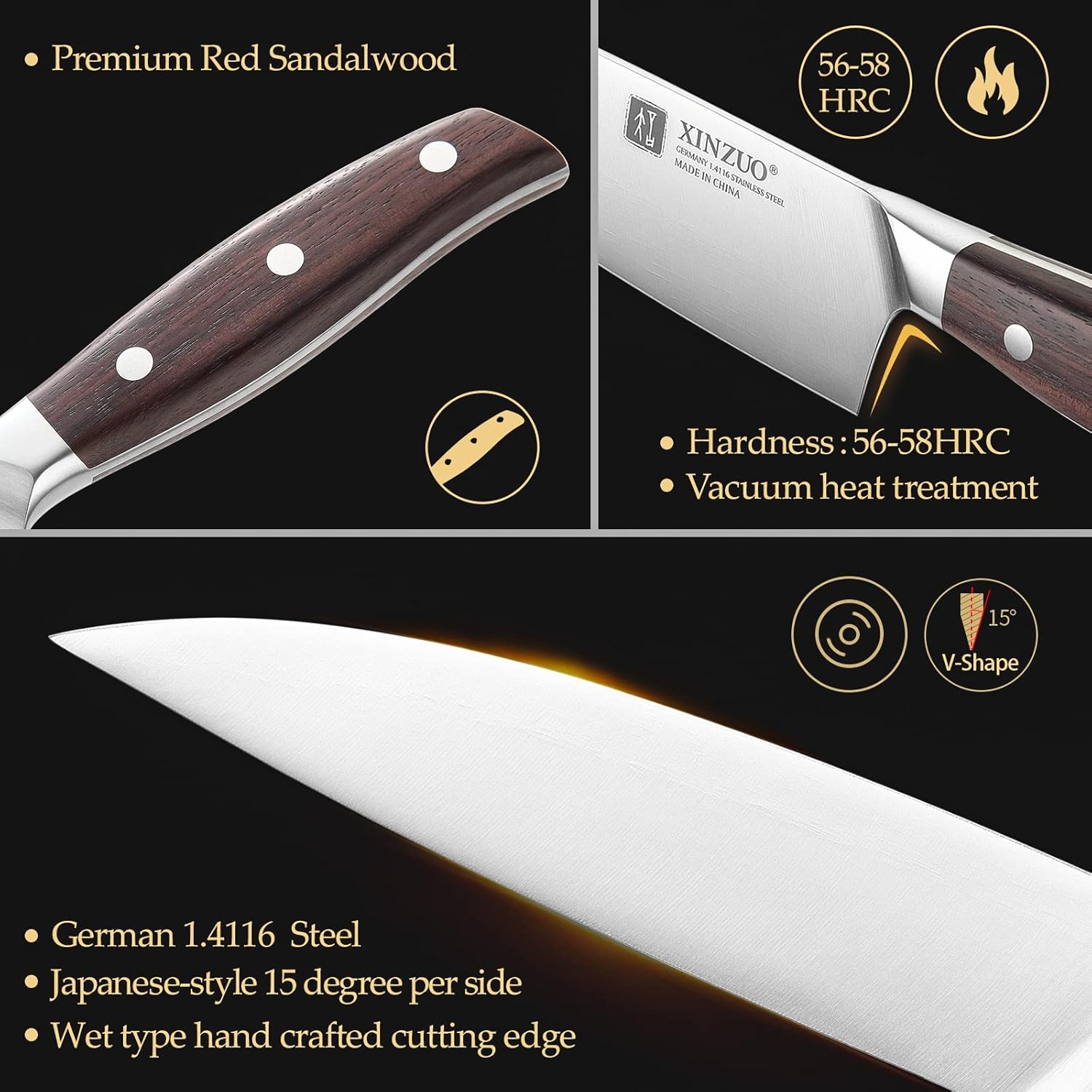 Xinzuo Set Coltelli da Chef 7 Pezzi con Portacoltelli - immagine 2