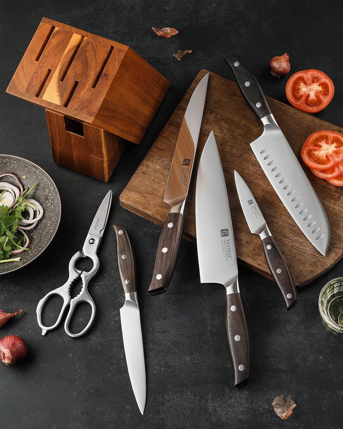 Xinzuo Set Coltelli da Chef 7 Pezzi con Portacoltelli - immagine 3