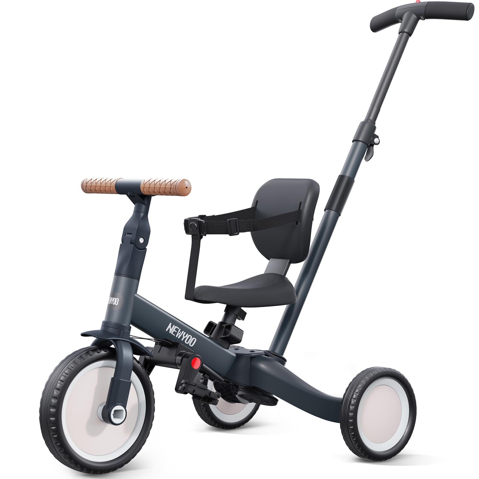 Newyoo Triciclo per Bambini 1-3 Anni 5 in 1, Grigio Scuro