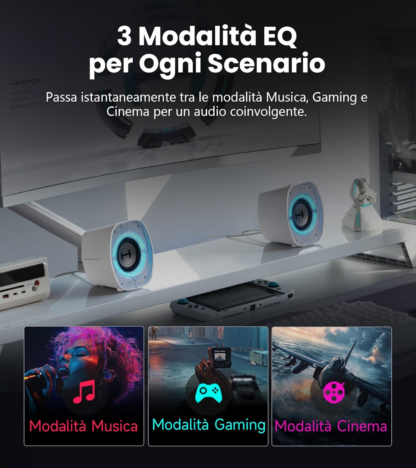 Edifier G1000 II Casse Gaming per Computer, Bianco - immagine 4