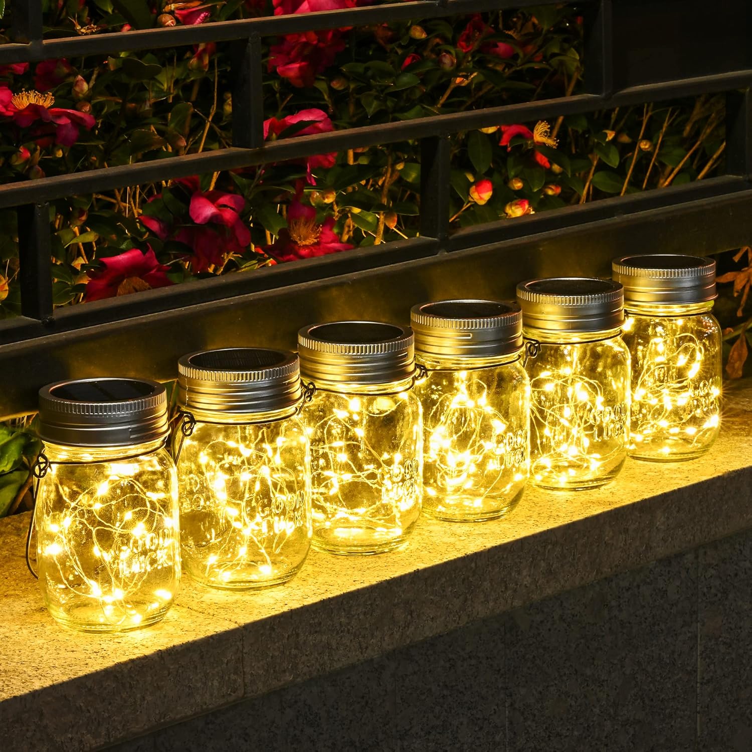 Lanterna Solare Vetro Sole 6 pezzi, Luce Calda - immagine 1