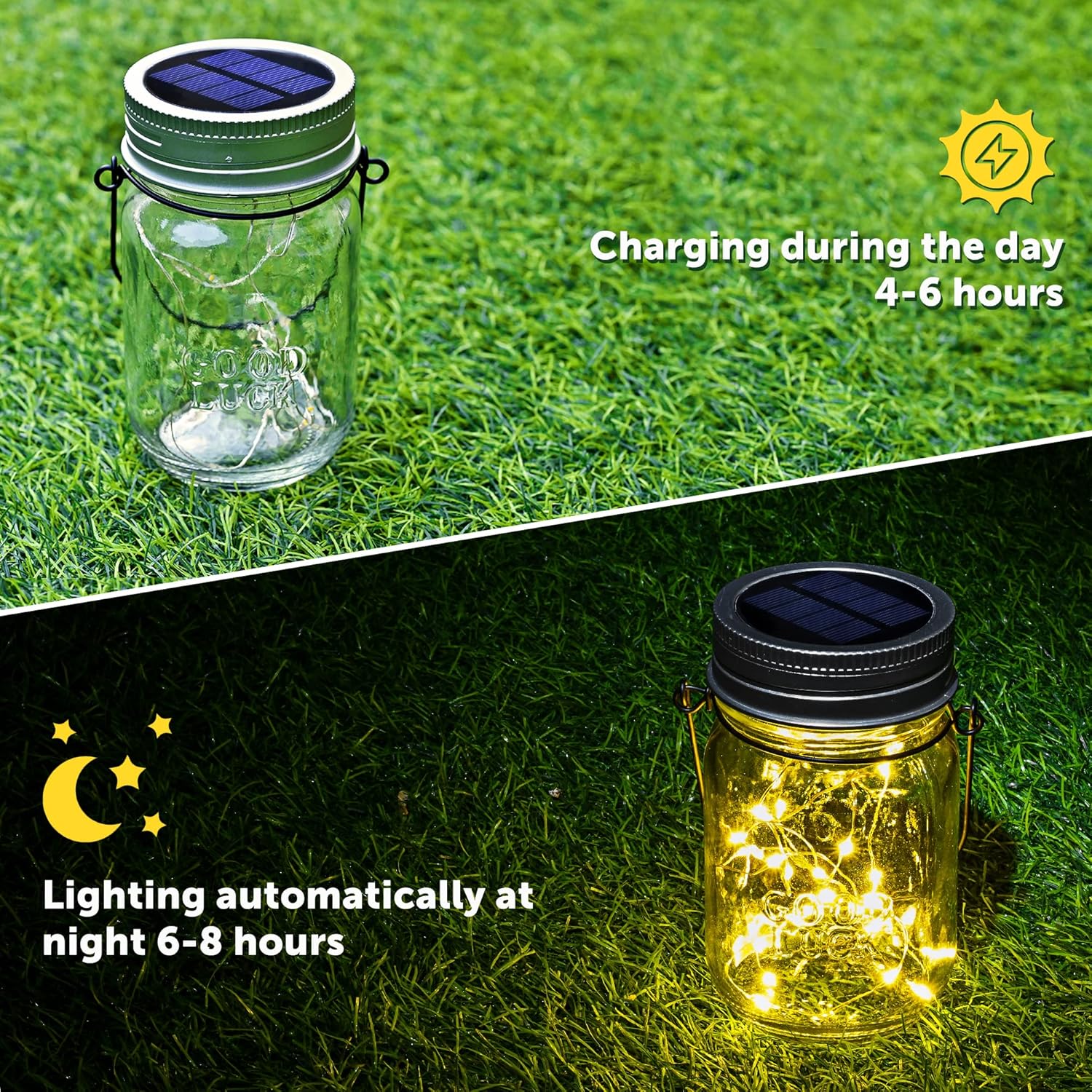 Lanterna Solare Vetro Sole 6 pezzi, Luce Calda - immagine 4