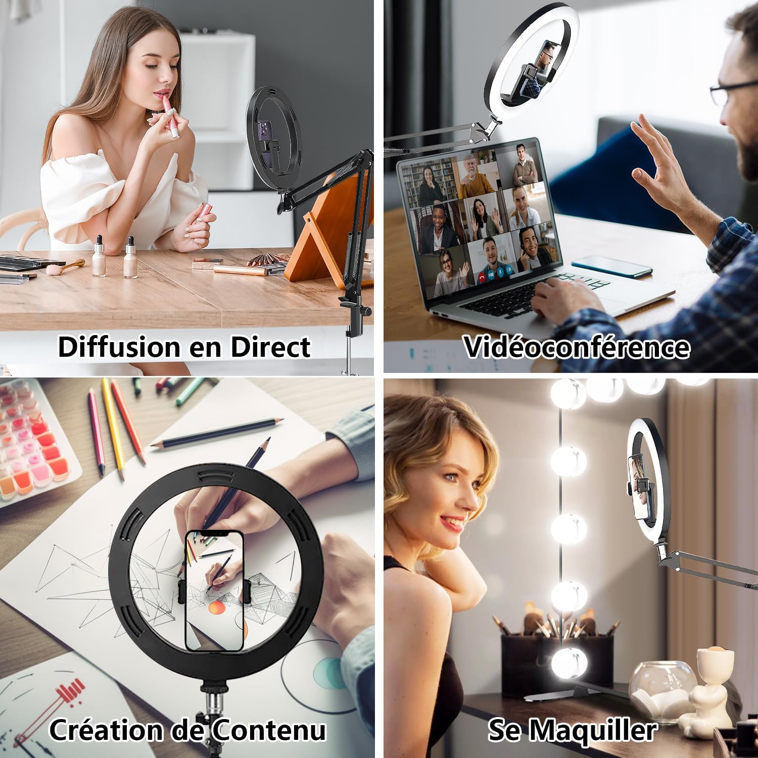 Yayusi 10'' Ring Light LED con Supporto Telefono - immagine 3