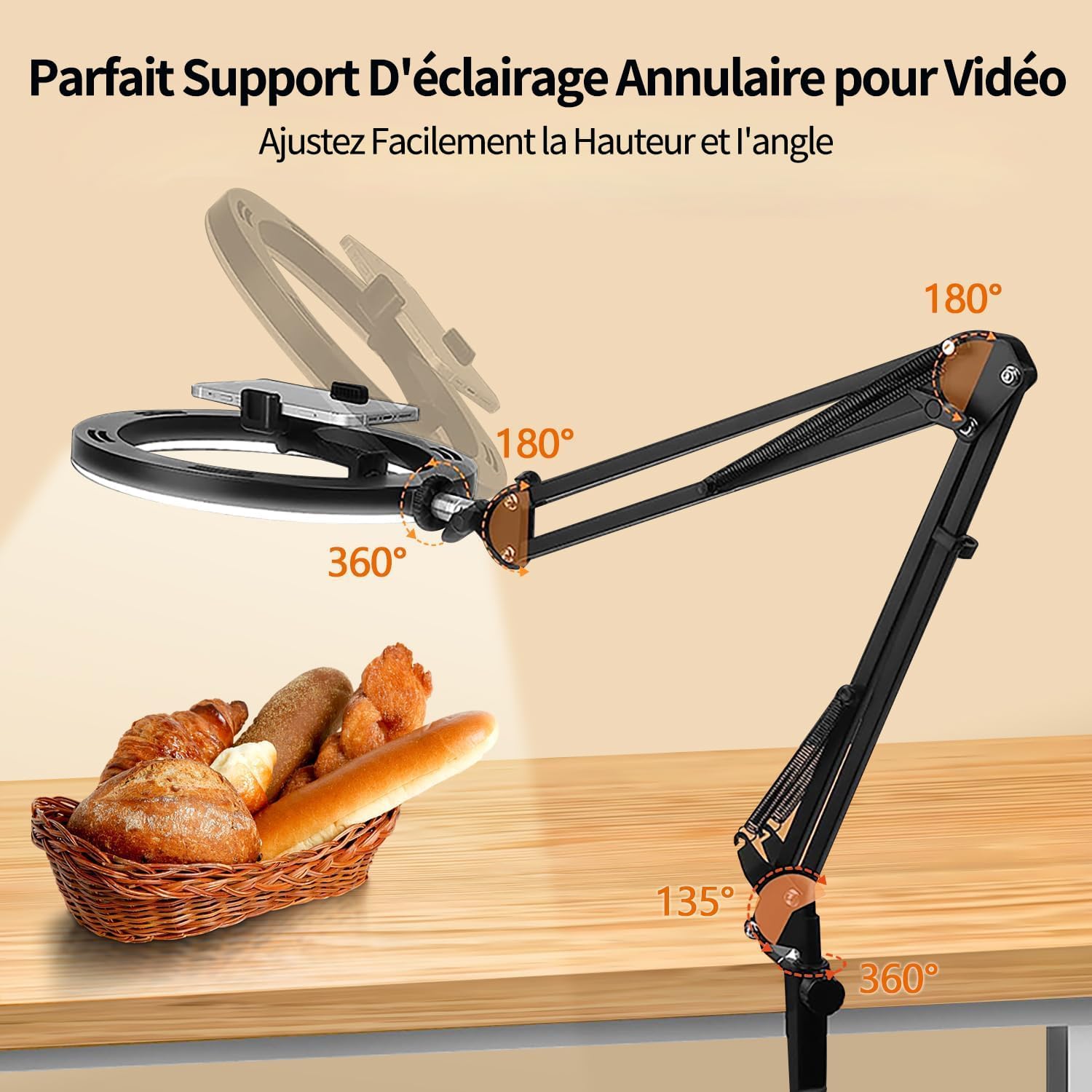 Yayusi 10'' Ring Light LED con Supporto Telefono - immagine 4