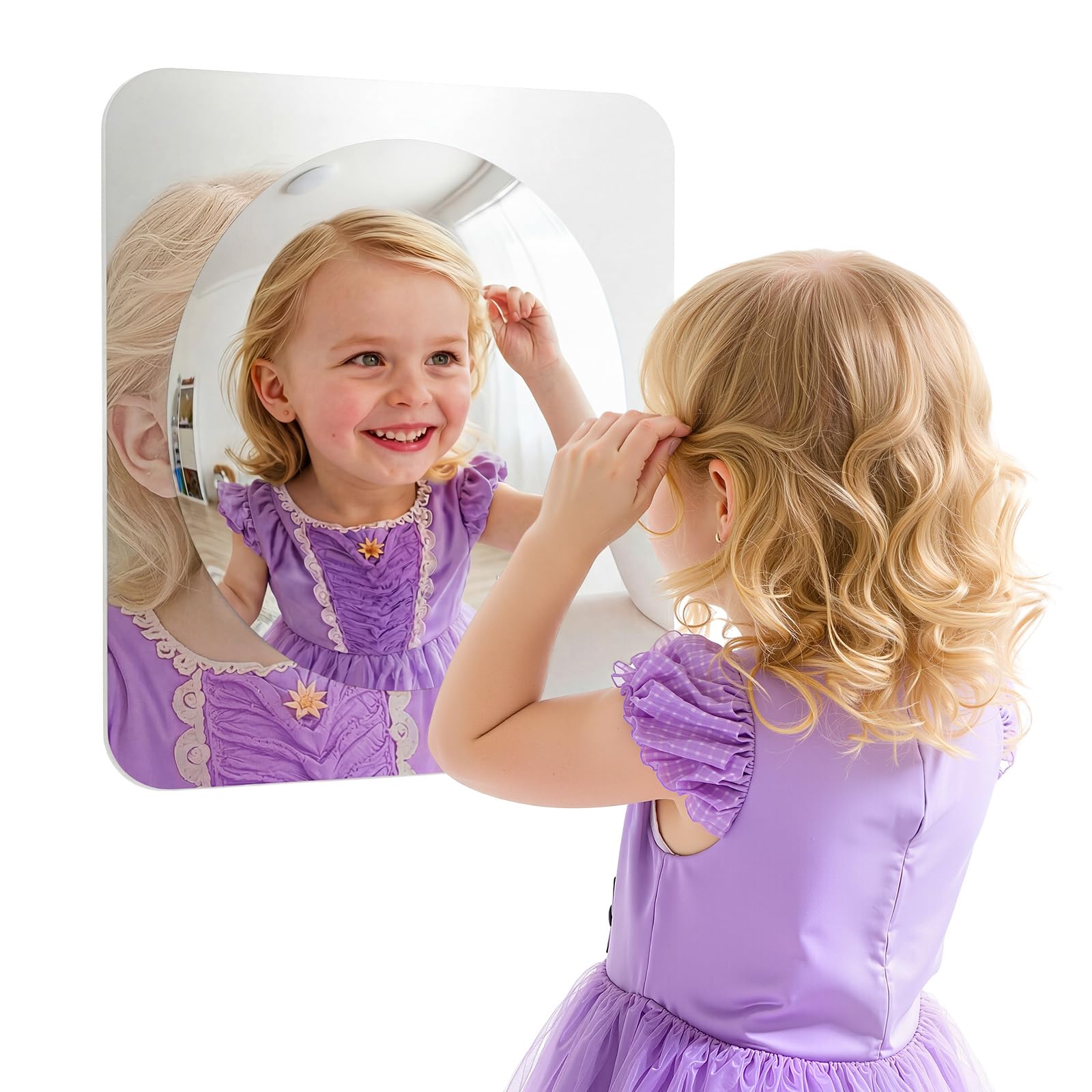 Geiserailie 1 specchio da parete sensoriale natalizio in acrilico, giocattolo per aule calmanti e angolari, per la stanza sensoriale con stimolazione visiva e tattile (25,4 x 25,4 cm, argento)