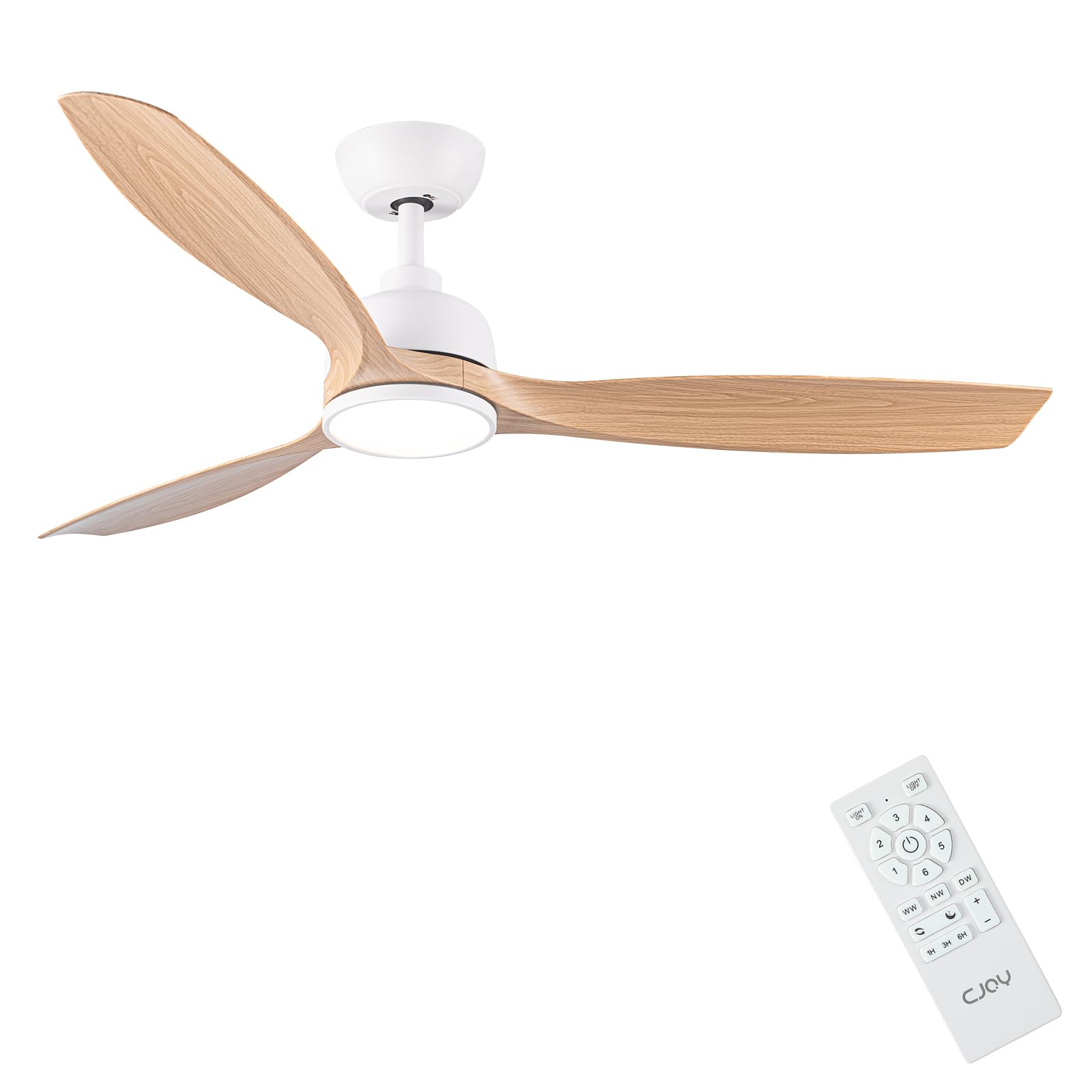 Cjoy Ventilatore da Soffitto con Luce 132cm, Legno