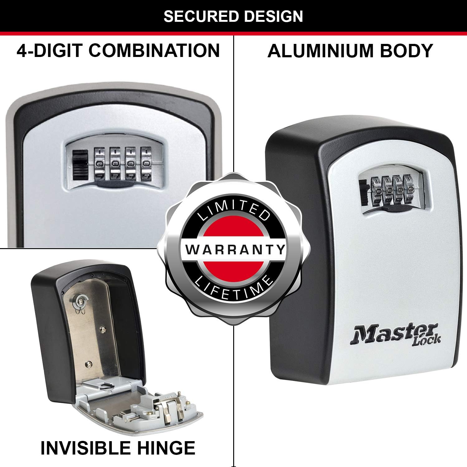 Master Lock 5403Eurd Corpo in Alluminio Extra Large, Grigio - immagine 5