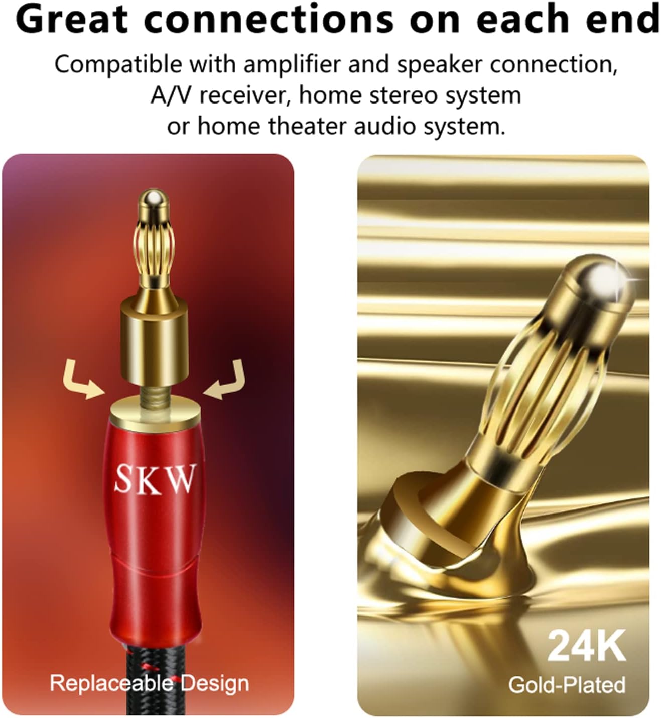 Cavo Altoparlante Singolo 14 AWG OFC 5m, Rosso - immagine 3