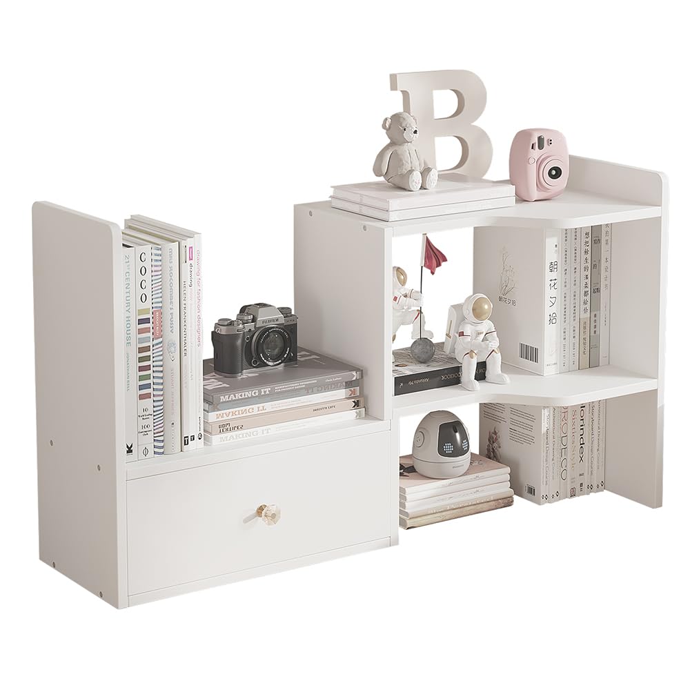 Libreria da Scrivania Espandibile e Regolabile, Bianca