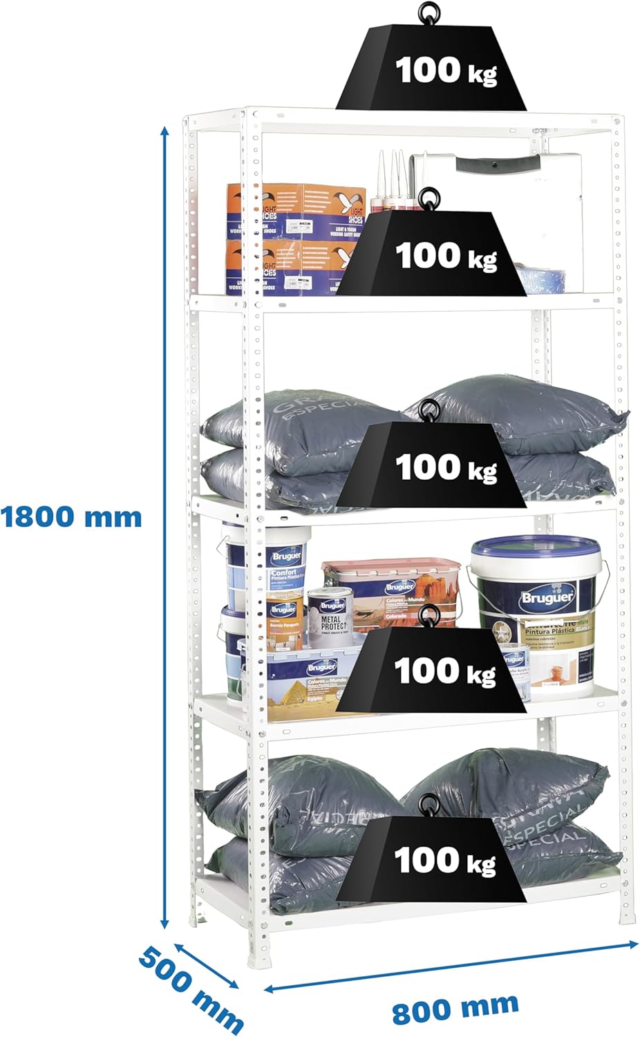 Simon Rack Scaffale Metallo Garage 5 Ripiani 1800x800x500mm - immagine 3