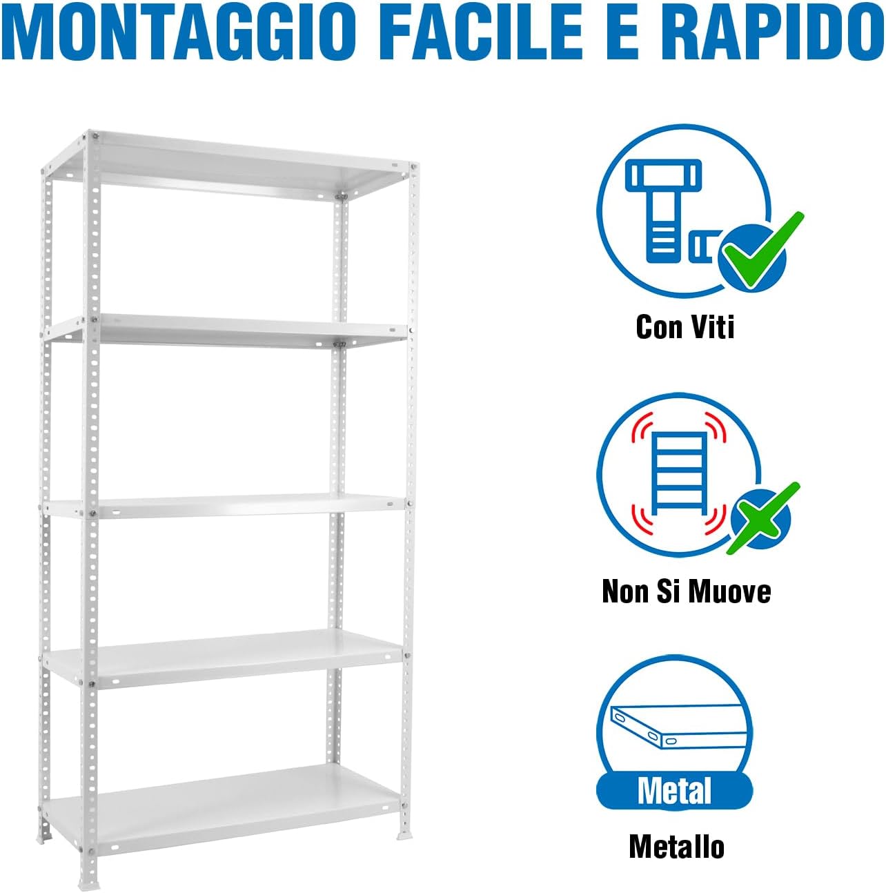 Simon Rack Scaffale Metallo Garage 5 Ripiani 1800x800x500mm - immagine 4