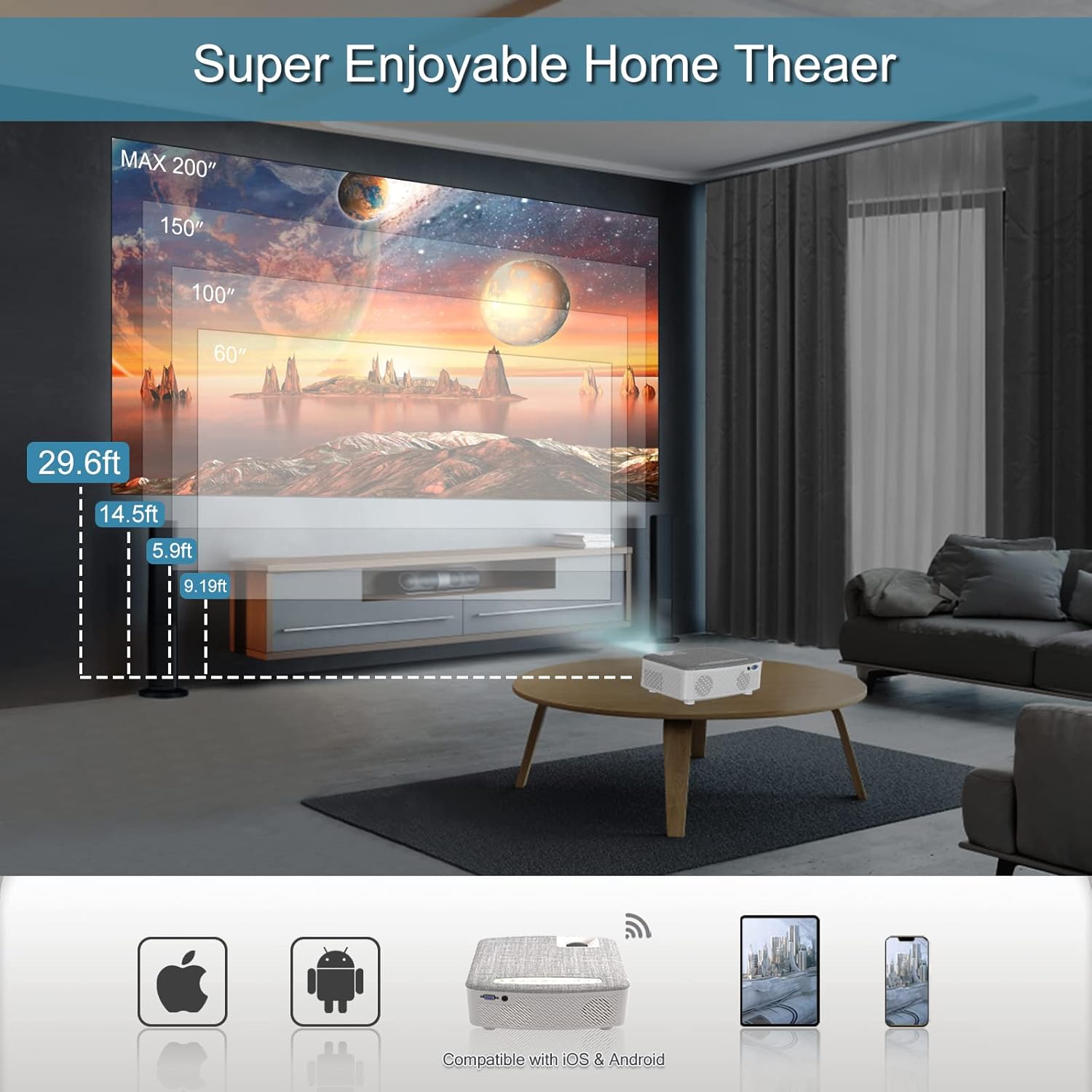 Proiettore Wifi Bluetooth Mini 7500 Lumen - immagine 5