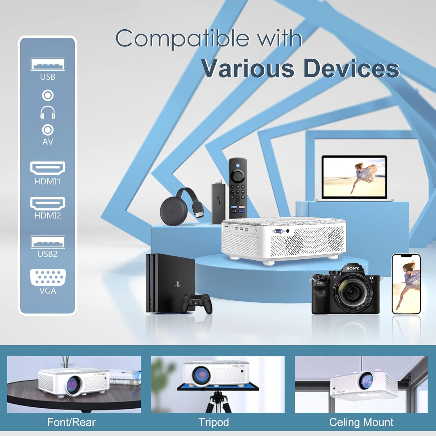 Proiettore Wifi Bluetooth Mini 7500 Lumen - immagine 7