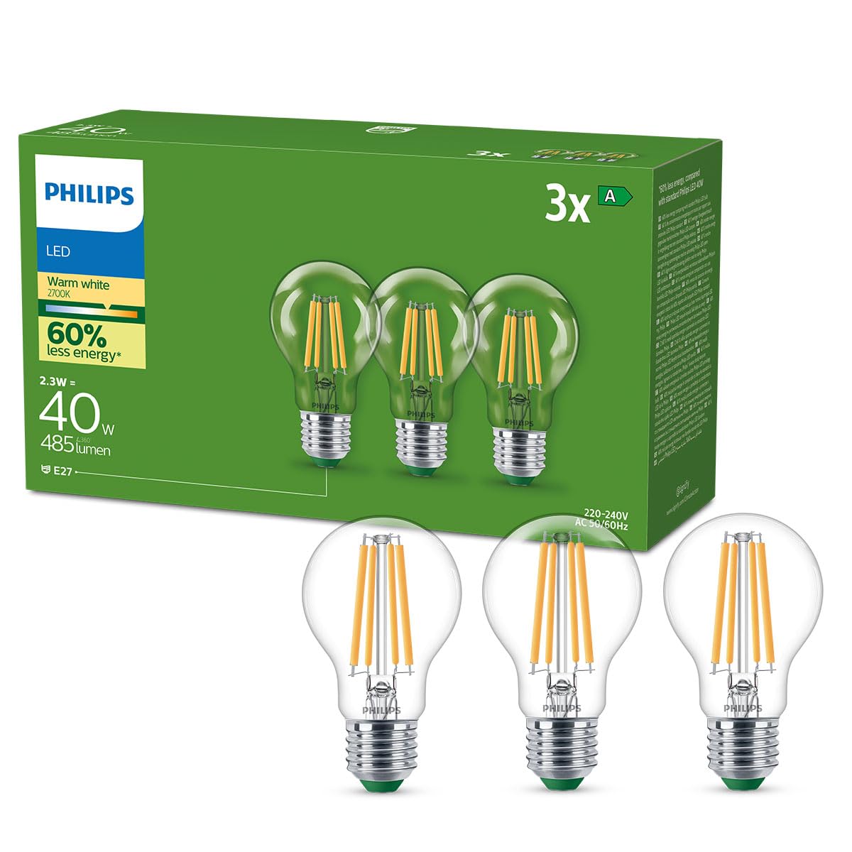 PHILIPS LED Lampadina Goccia a Filamento E27 40W
