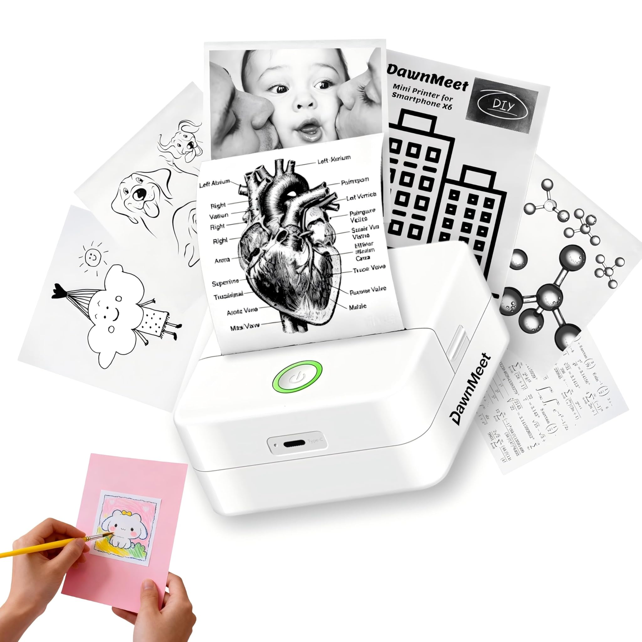 Mini Stampante Termica X6 Bluetooth per Smartphone, Bianco