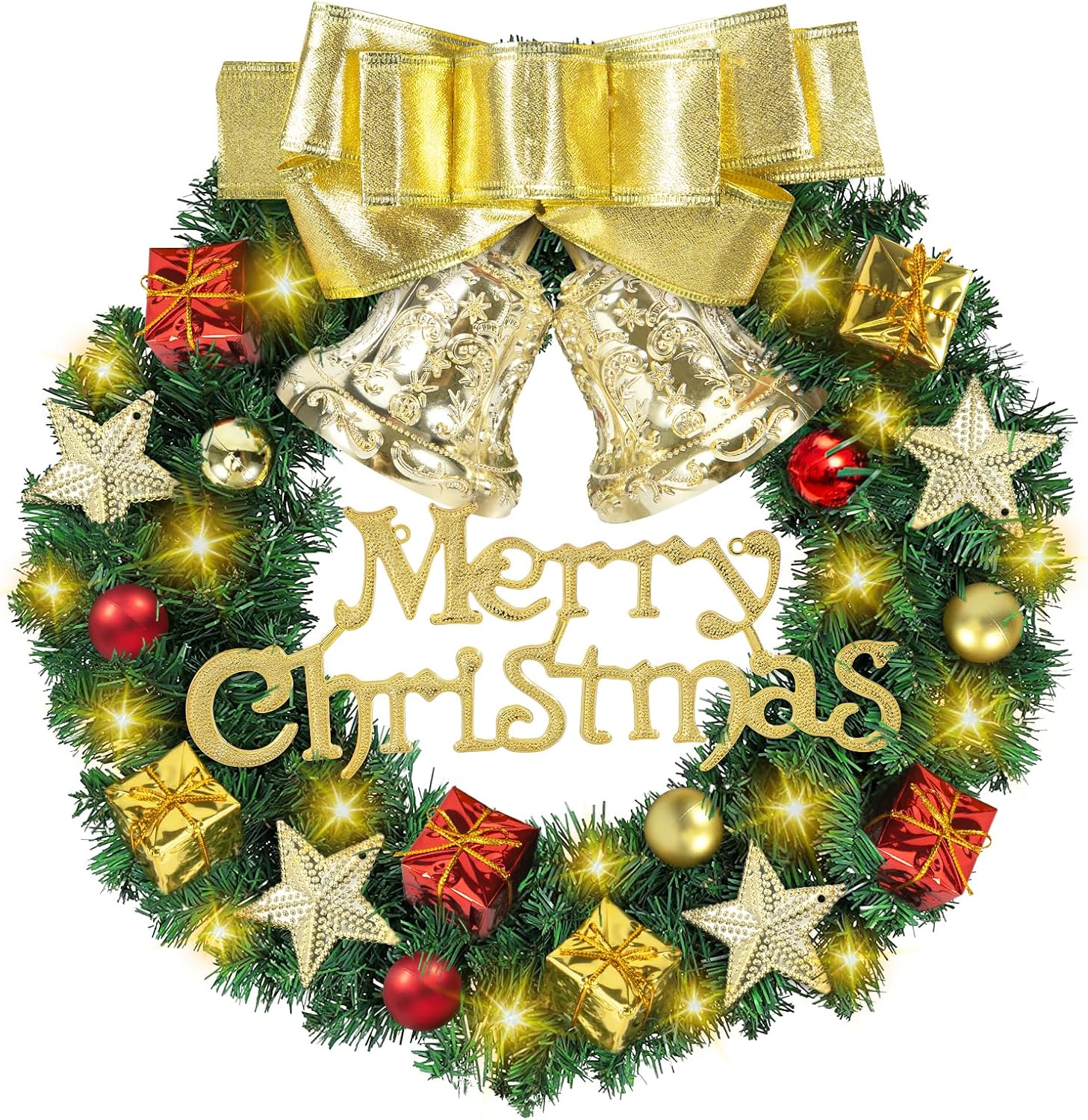 Ghirlanda Natalizia 30CM con LED Bianchi Caldi - immagine 1