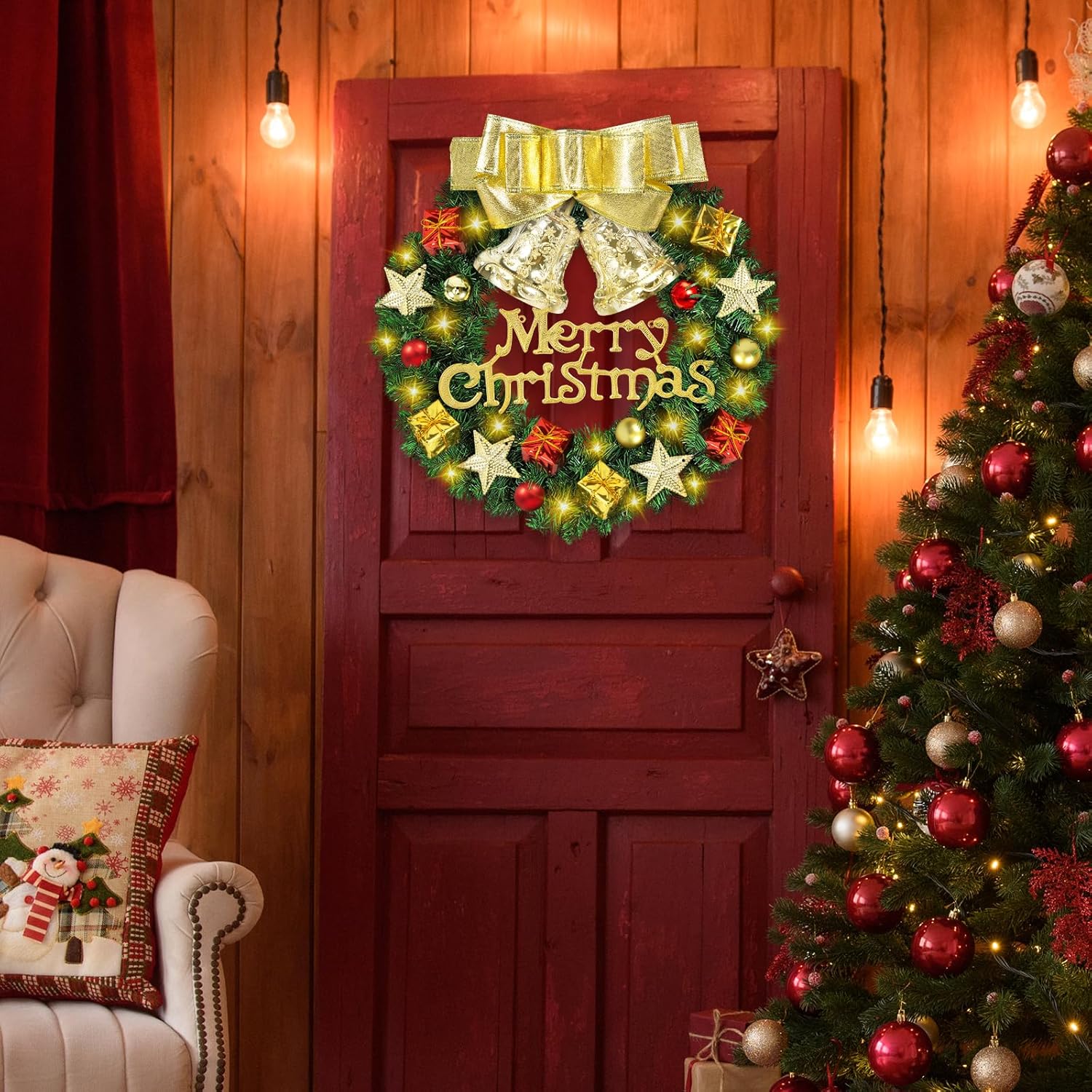 Ghirlanda Natalizia 30CM con LED Bianchi Caldi - immagine 4