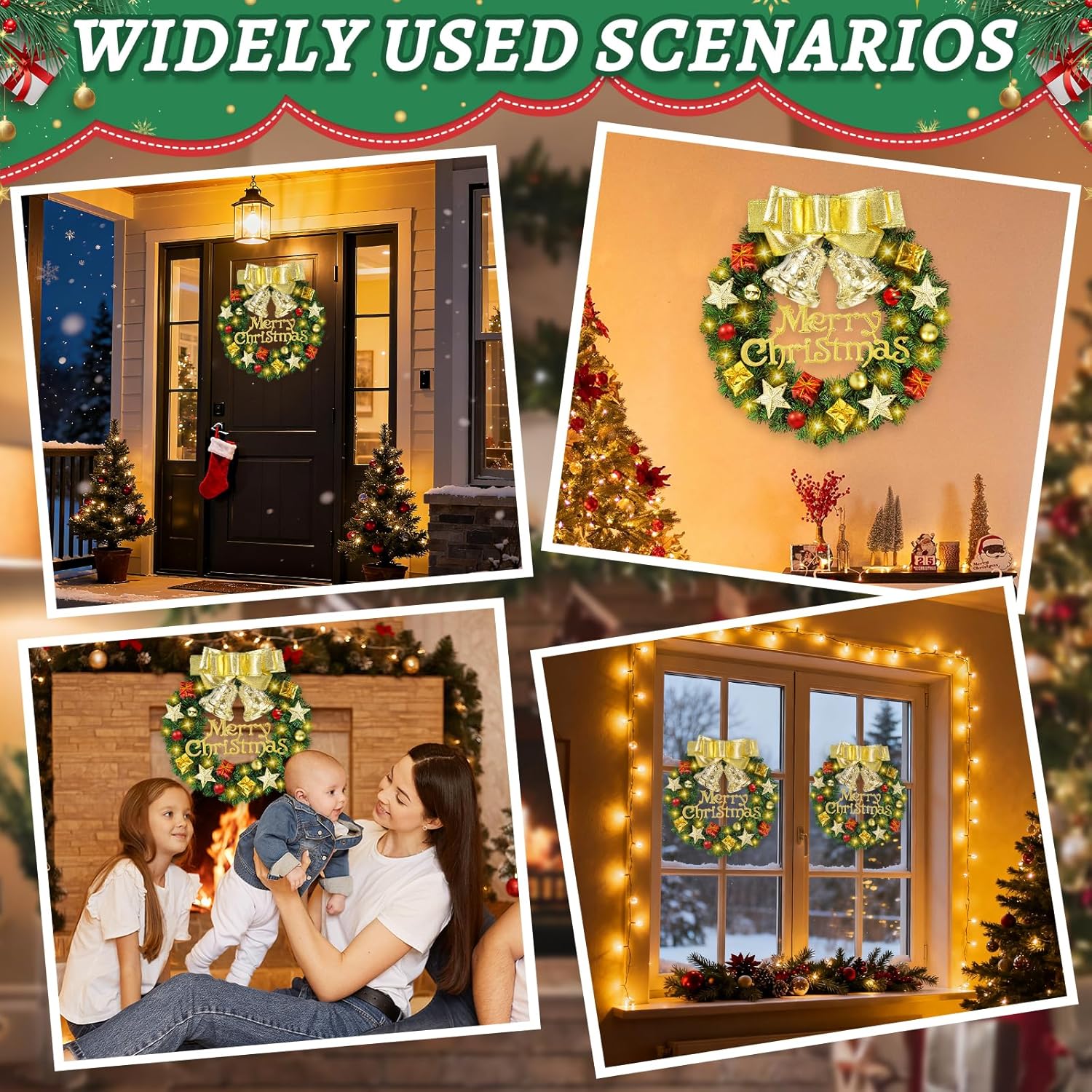 Ghirlanda Natalizia 30CM con LED Bianchi Caldi - immagine 5