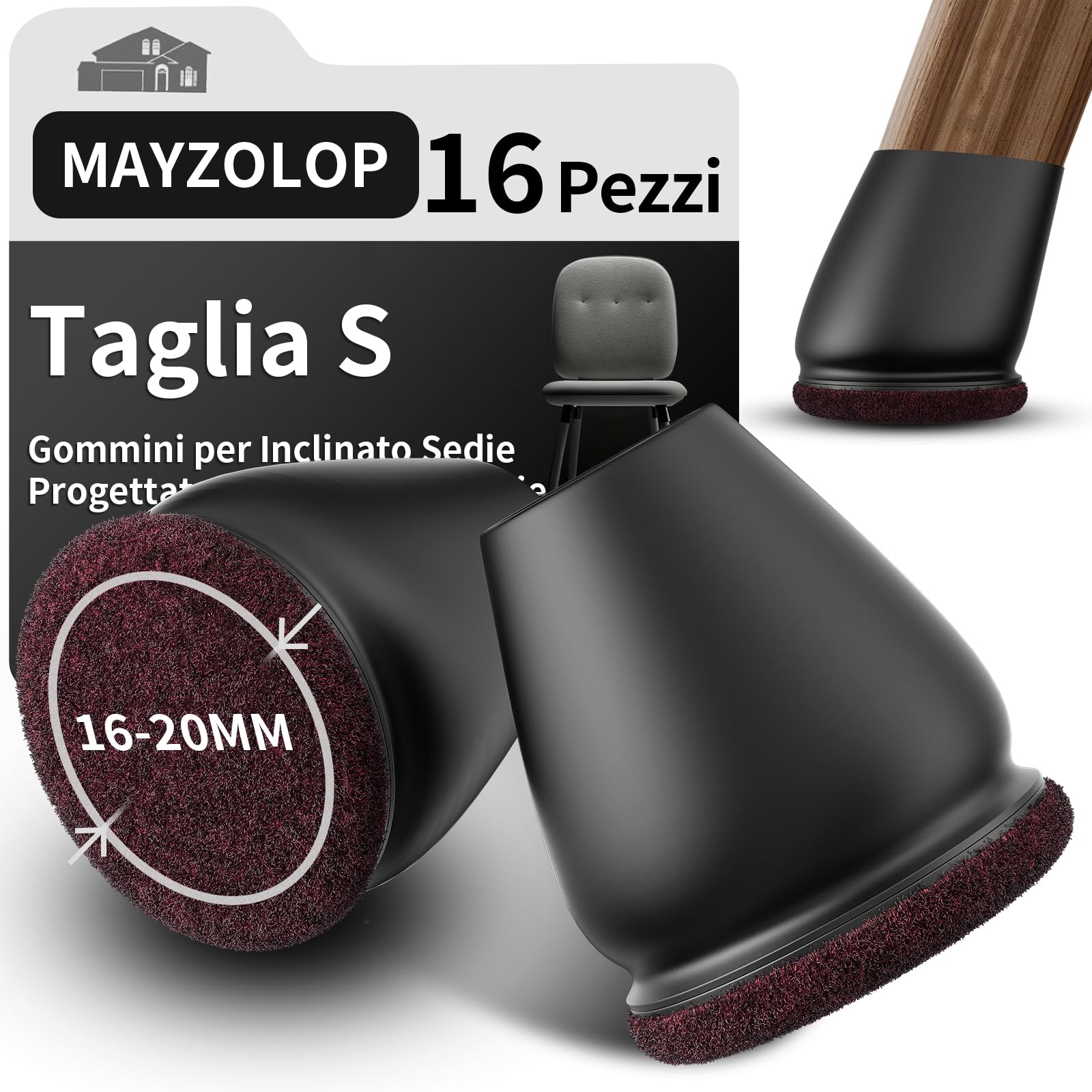 Mayzolop 16 Gommini per Sedie Inclinabili 0,75in