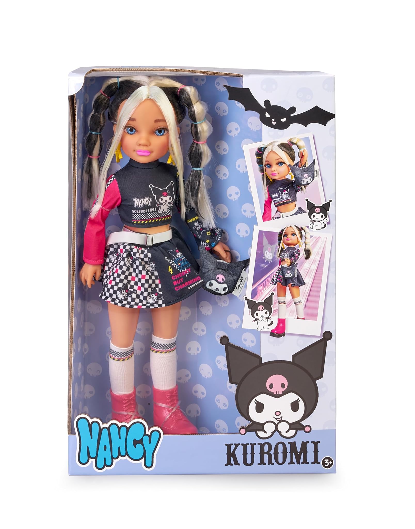 Nancy Kuromi - Bambola 42 cm con lunghi capelli, accessori e vestiti brandizzati Kuromi, + 3 anni, Famosa (NACA8000)