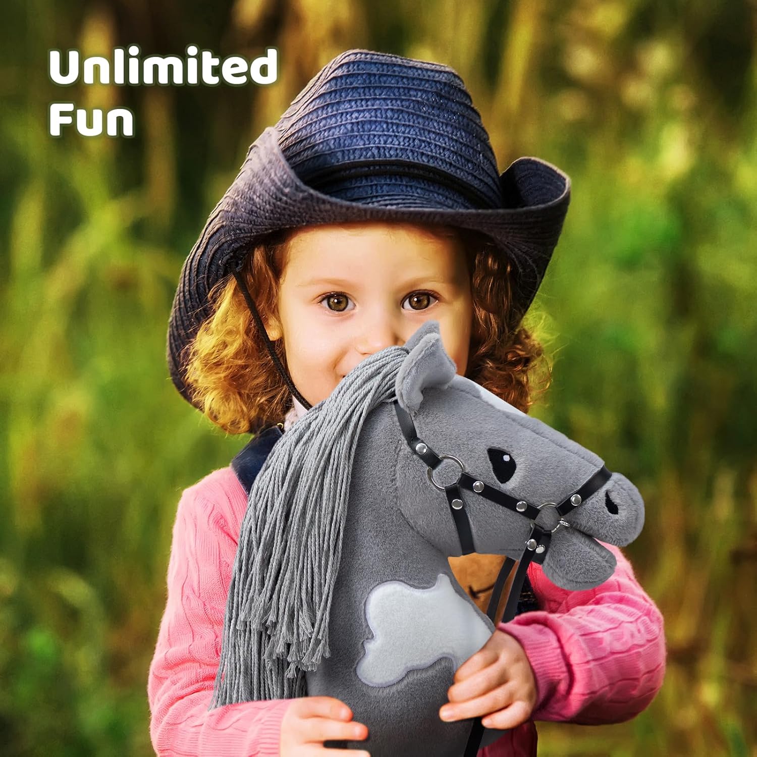 BEJOY Cavallo di Peluche per Hobby, Grigio/Bianco - immagine 5