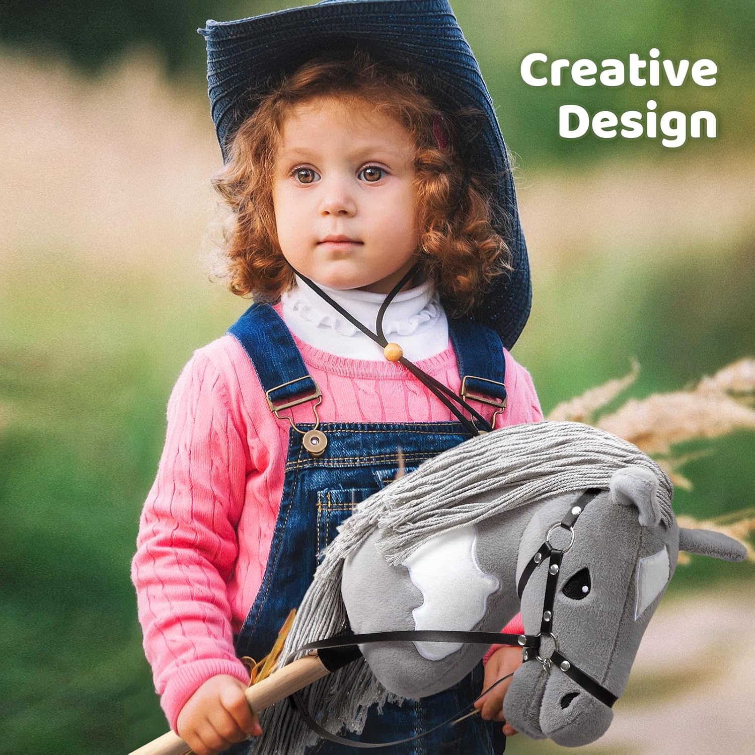 BEJOY Cavallo di Peluche per Hobby, Grigio/Bianco - immagine 6