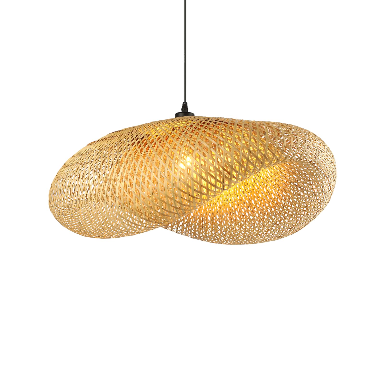 Schindora Lampadario Retrò E27 in Bambù 40cm