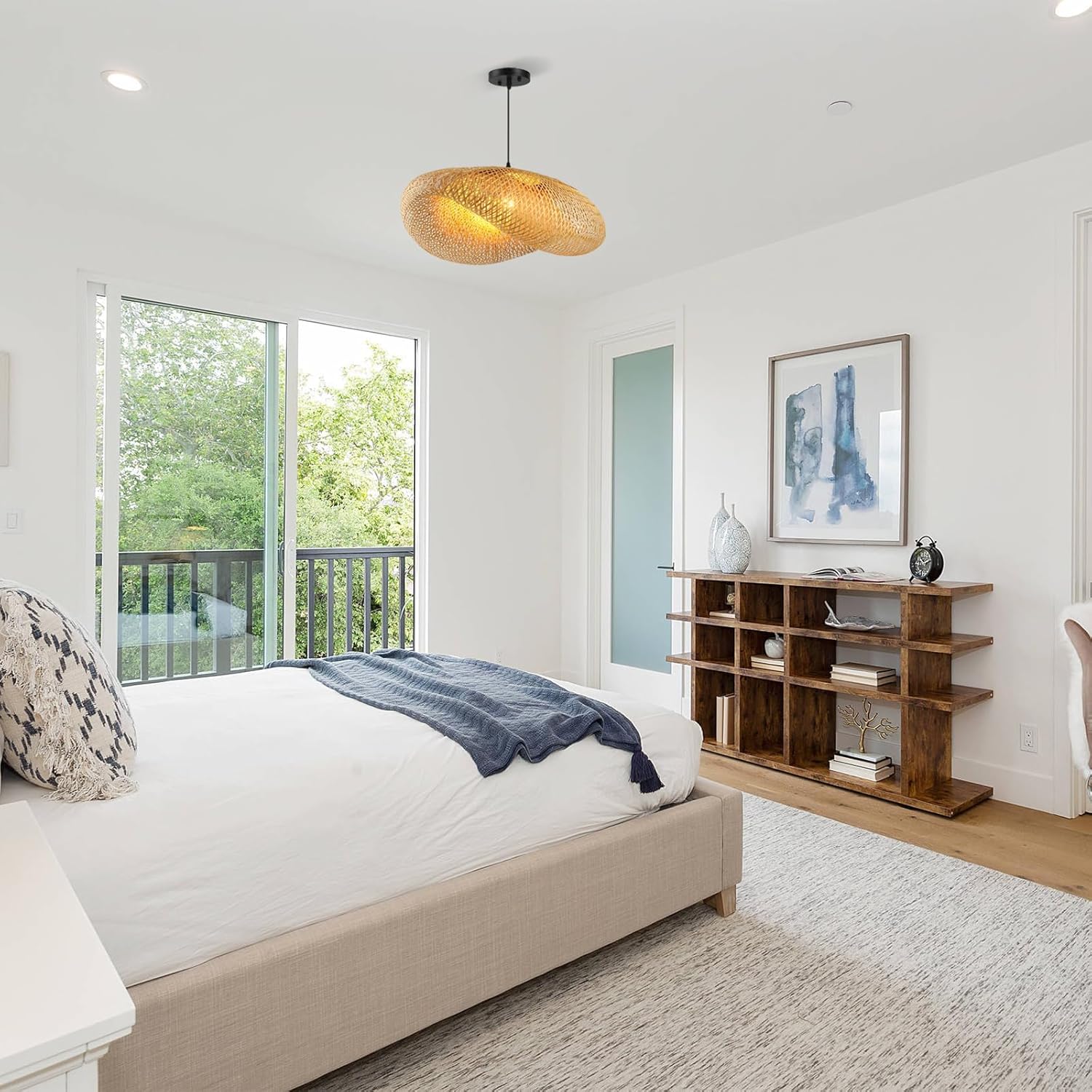 Schindora Lampadario Retrò E27 in Bambù 40cm - immagine 6