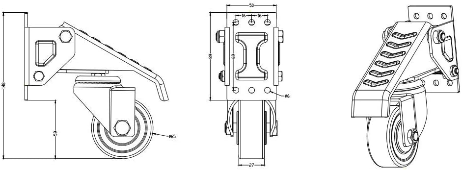 Gbl 4 Ruote per Carrello Retraibili Max 225 kg - immagine 5