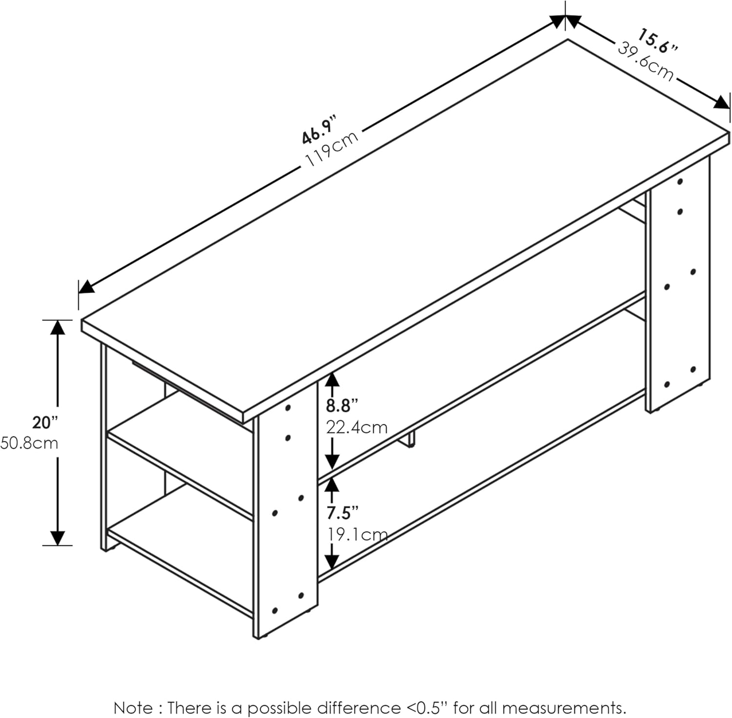 Furinno Centro di Intrattenimento TV, Legno, Brown, 50 - immagine 2