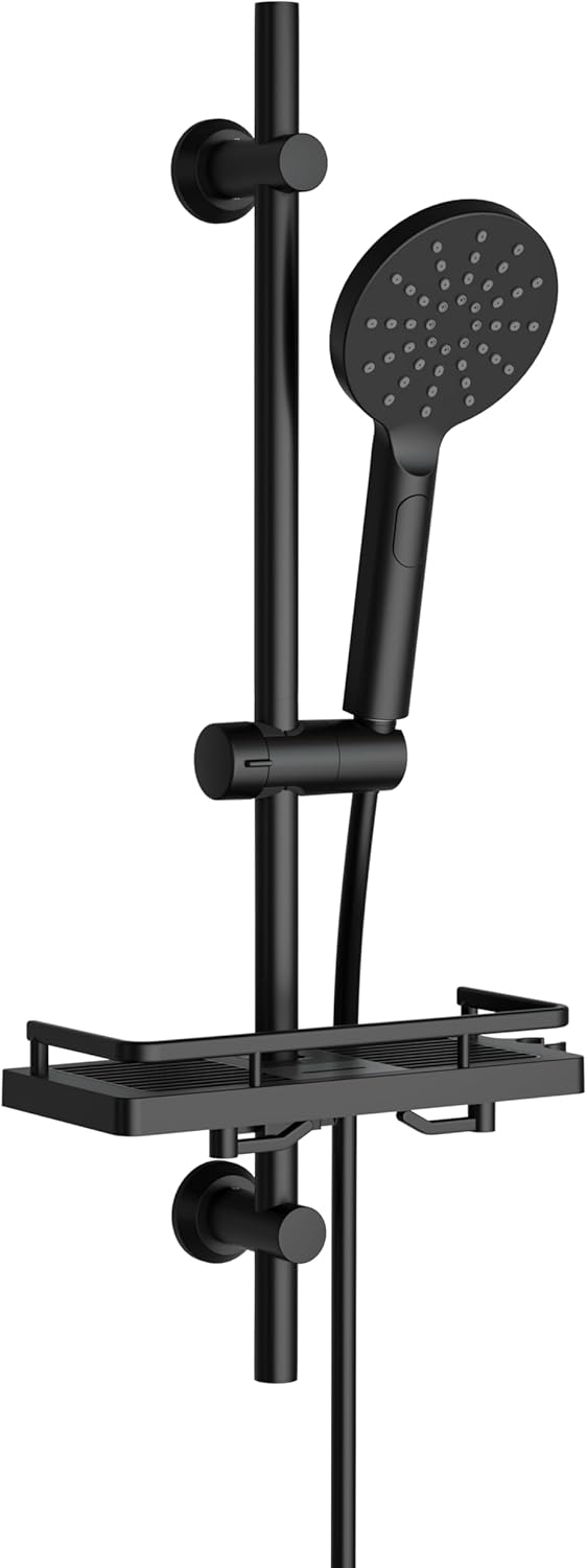 Görbach Colonna Doccia con Mensola 70cm, Nero Opaco