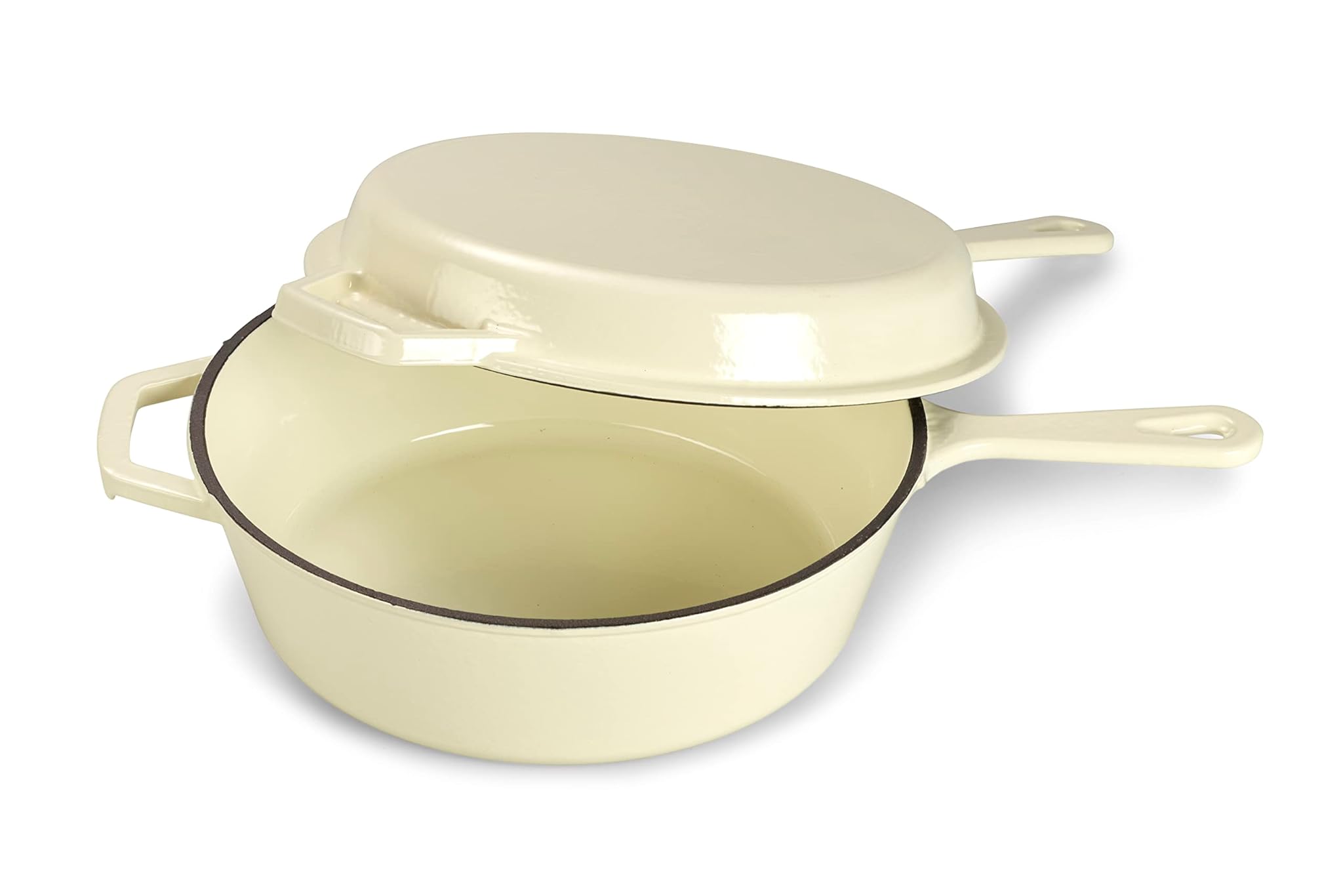 Echtwerk Casseruola e Padella Ghisa 2 in 1, Crema