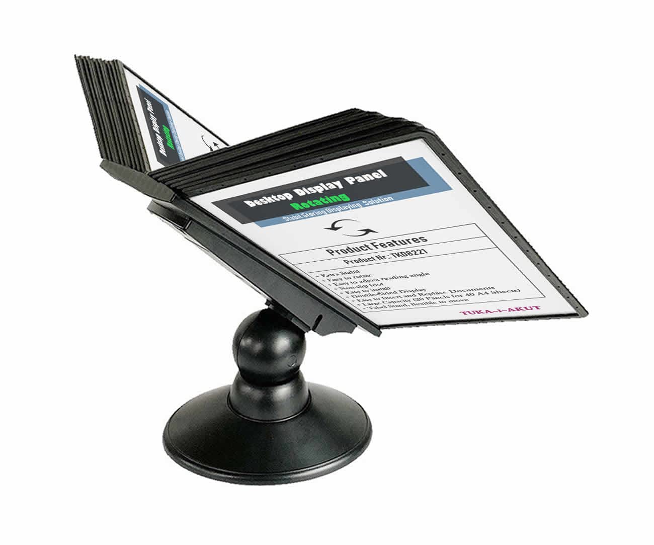 TUKA-i-AKUT Leggio da Tavolo con 20 Pannelli A4, Nero