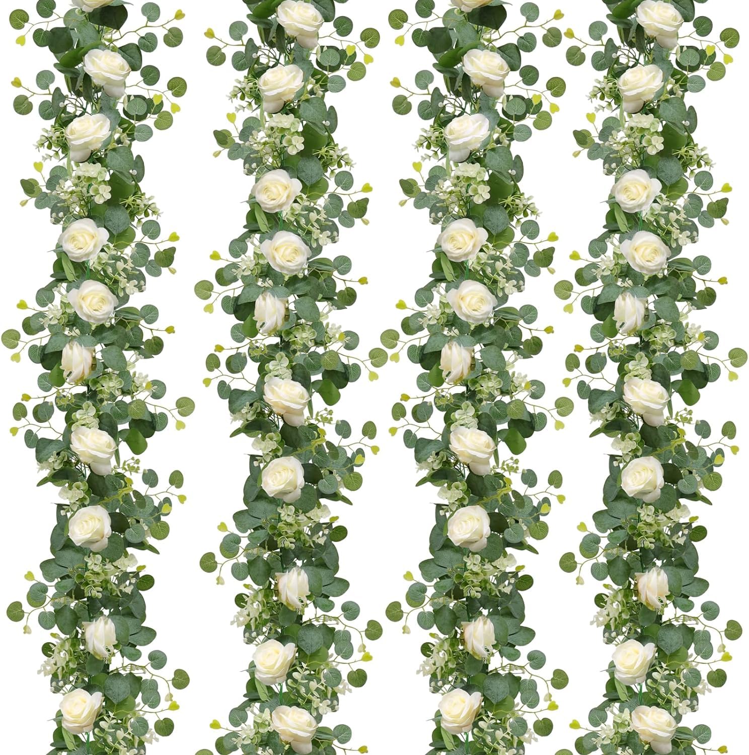 Dremisland 4 Pezzi Ghirlanda di Rose Fiori Finti 180cm