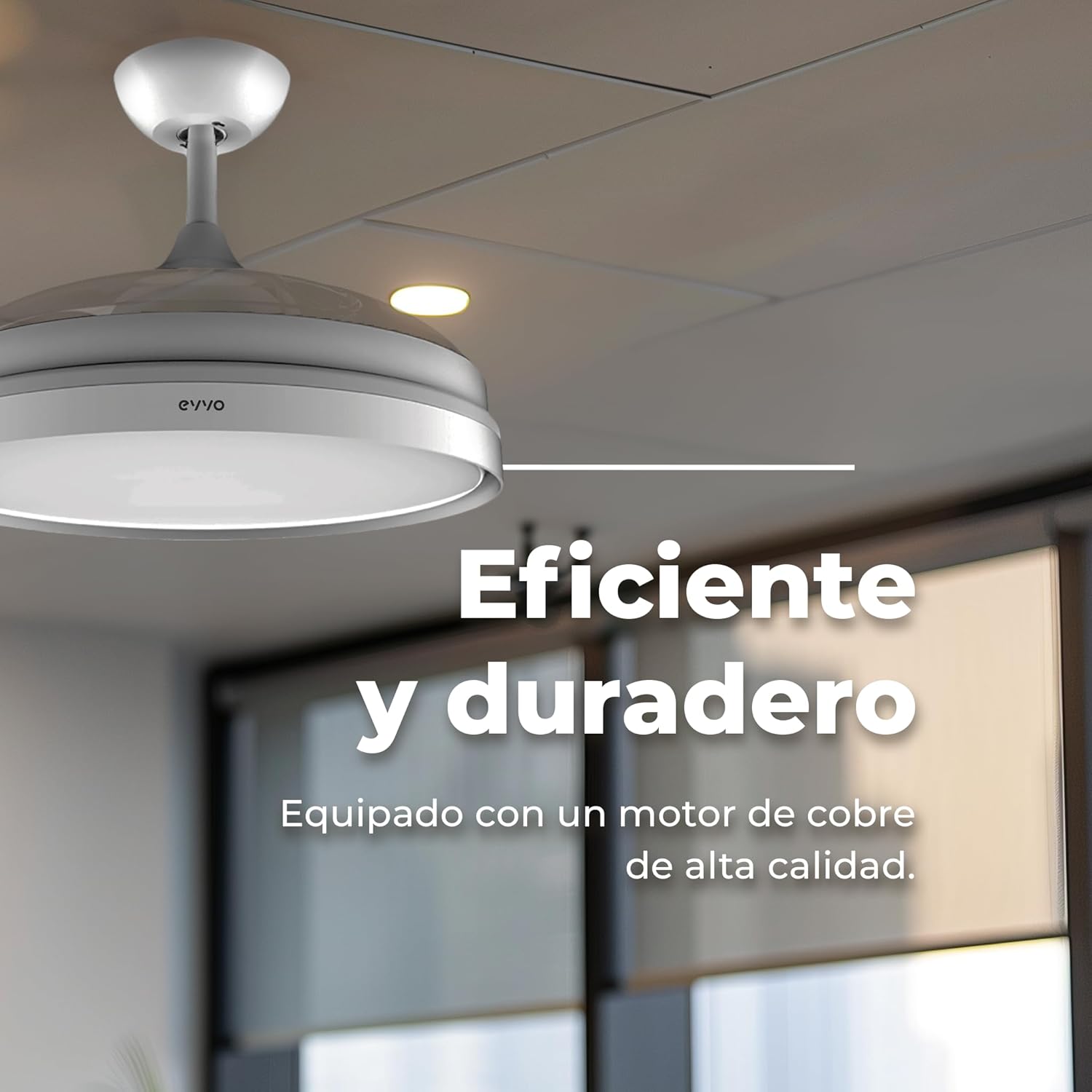 Evvo Ventilatore da Soffitto con Luce Ø107cm, Nero - immagine 5