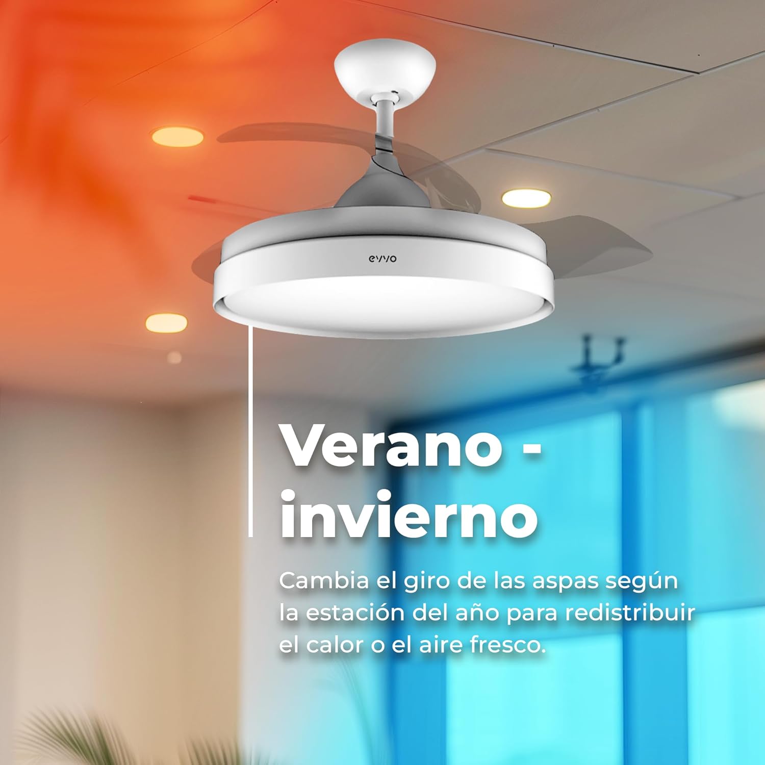 Evvo Ventilatore da Soffitto con Luce Ø107cm, Nero - immagine 6