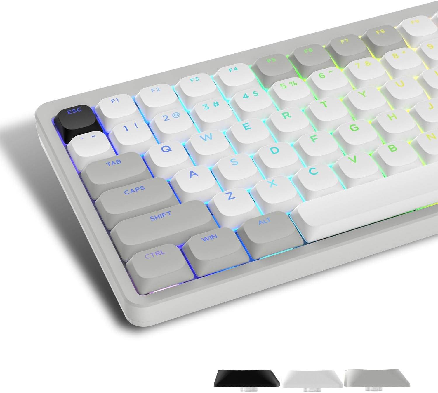 Lqxq Keycaps a Basso Profilo 143 PBT, Grigio/Bianco - immagine 1