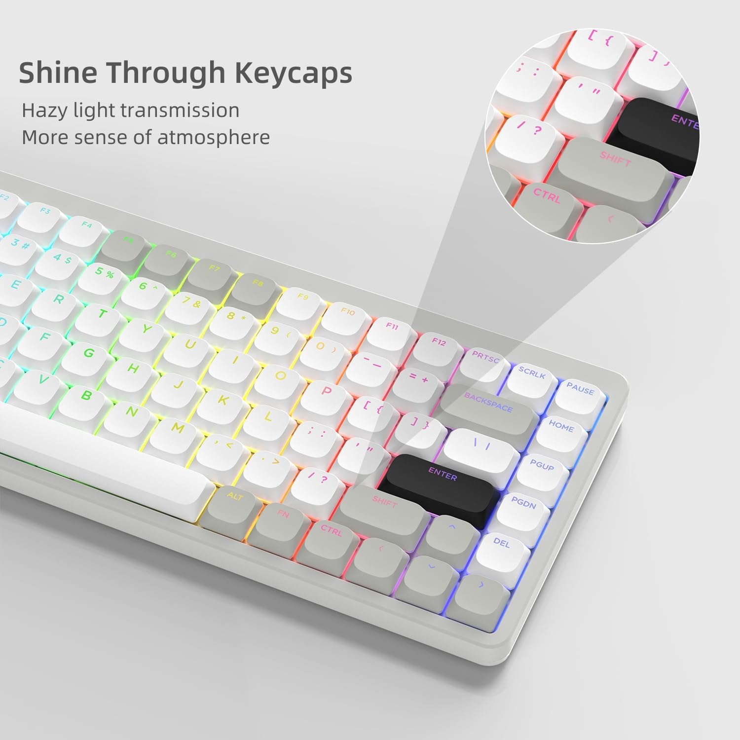 Lqxq Keycaps a Basso Profilo 143 PBT, Grigio/Bianco - immagine 4